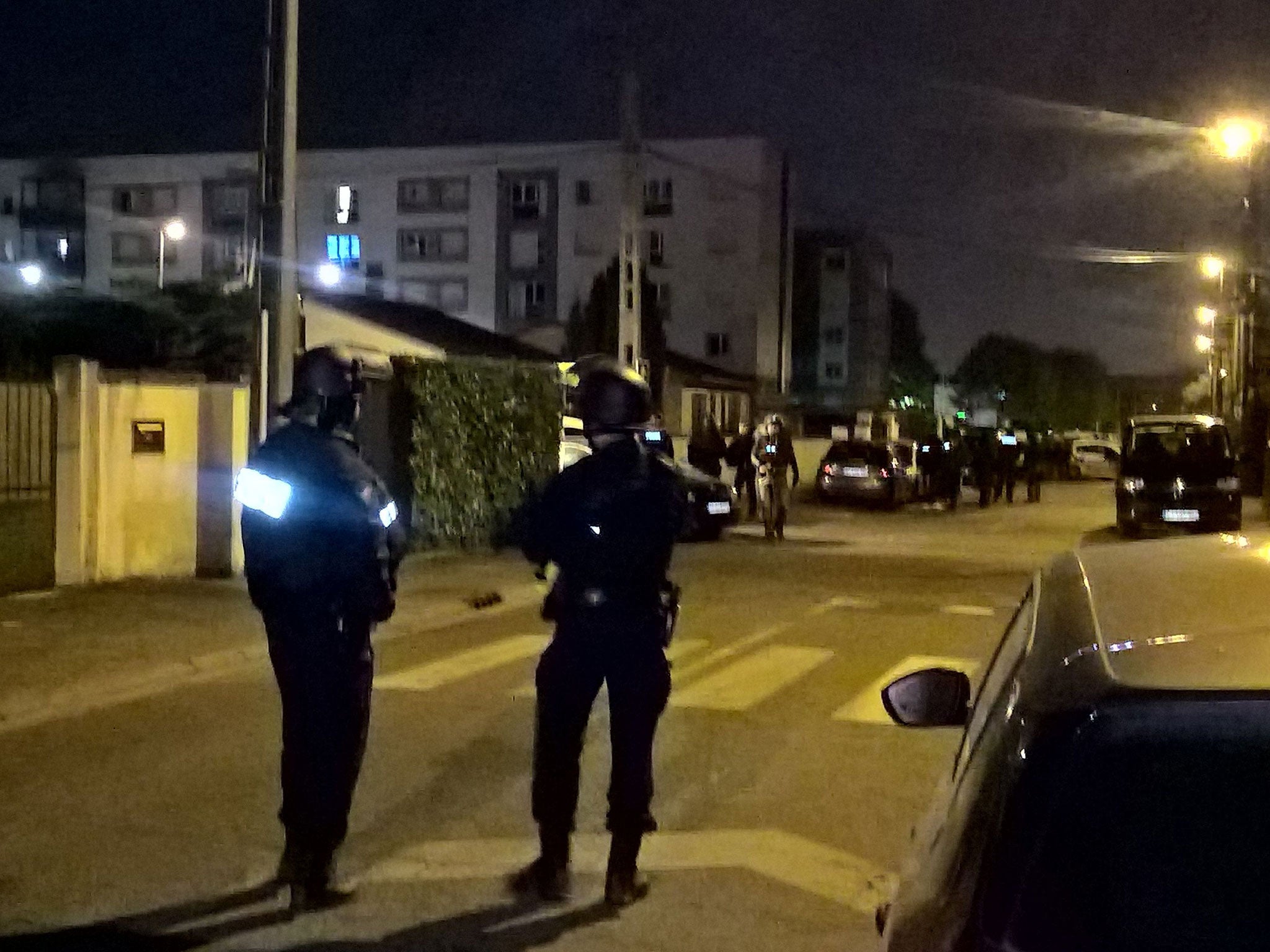 &#13;
Police officers search Cheurfi’s family home in the Parisian suburb of Chelles (AFP/Getty)&#13;