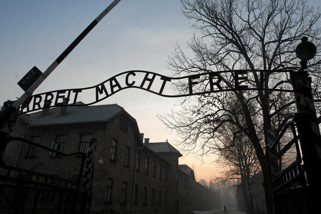 The Nazi slogan ‘Arbeit macht Ffrei’ (‘work sets you free’) pictured at the gates of the former concentration camp Auschwitz-Birkenau in Oswiecim, Poland
