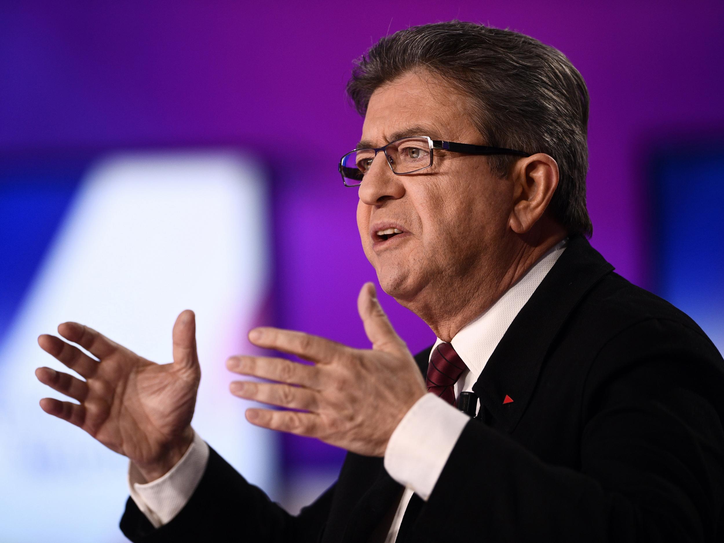 French Left party leader Jean-Luc Melenchon