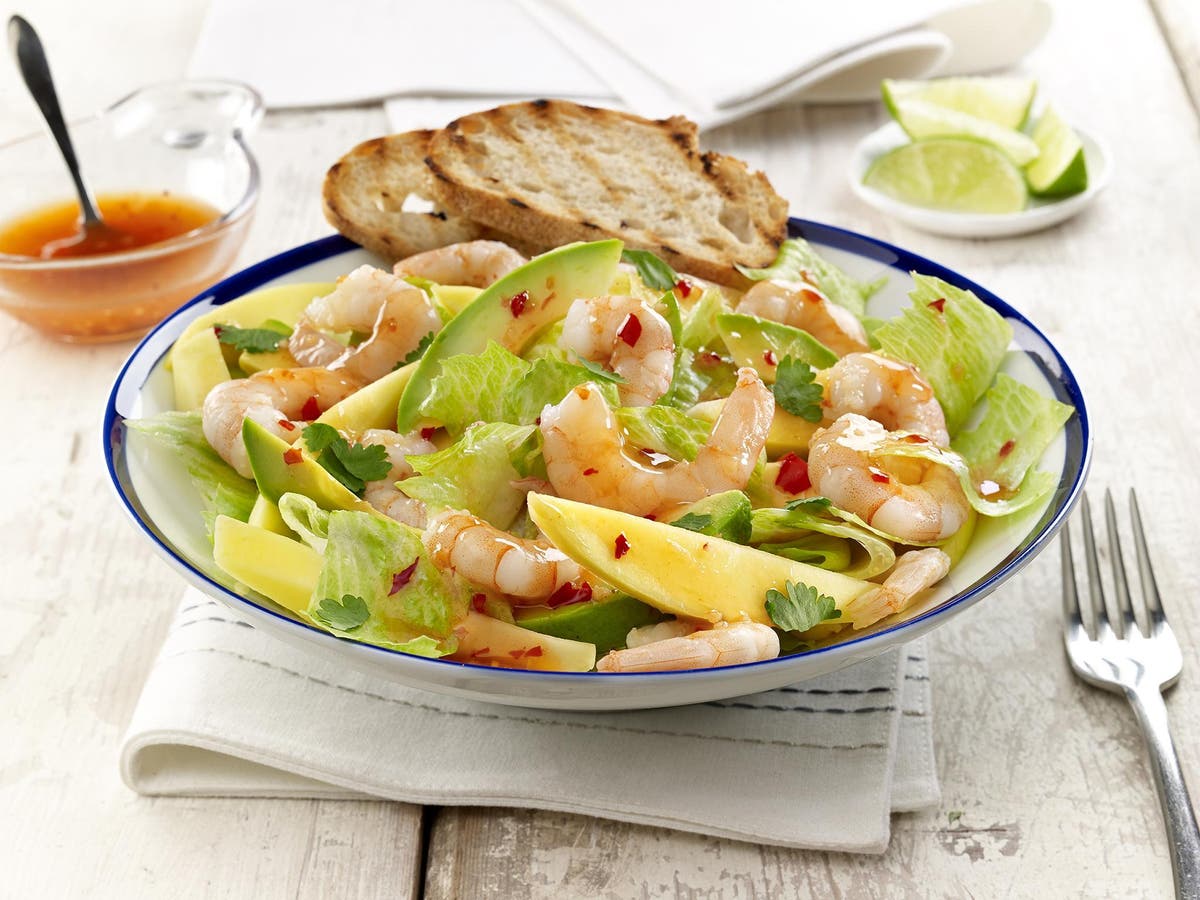 For a super-quick and summery <b>salad</b>, try matching prawns with <b>mango</b> and dri...