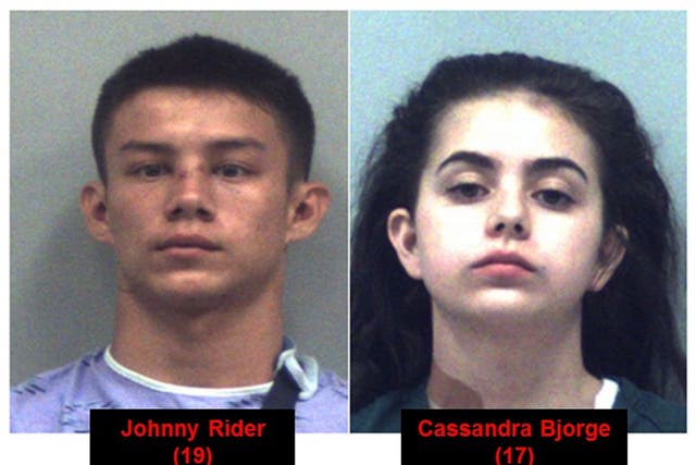Johnny Rider and Cassandra Bjorge are charged with murder and aggravated assault for the death of 63-year-old Wendy and Randall Bjorge