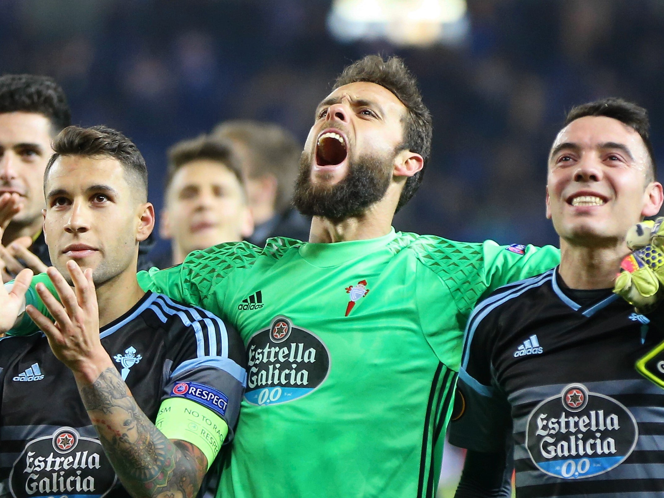 &#13;
Celta Vigo celebrate reaching the semi-finals &#13;