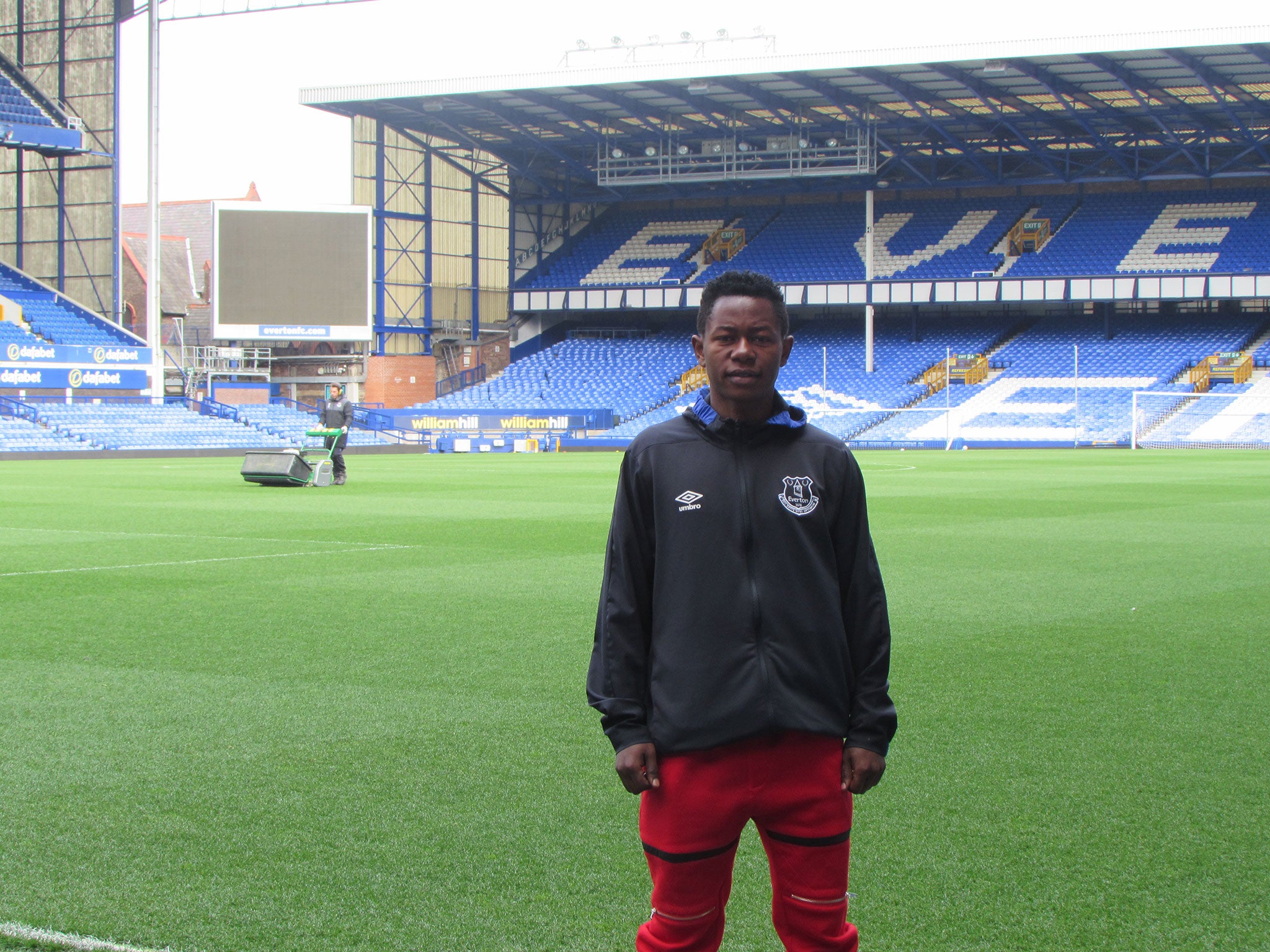 Jacob pitch-side at Goodison Park (Ian Herbert)