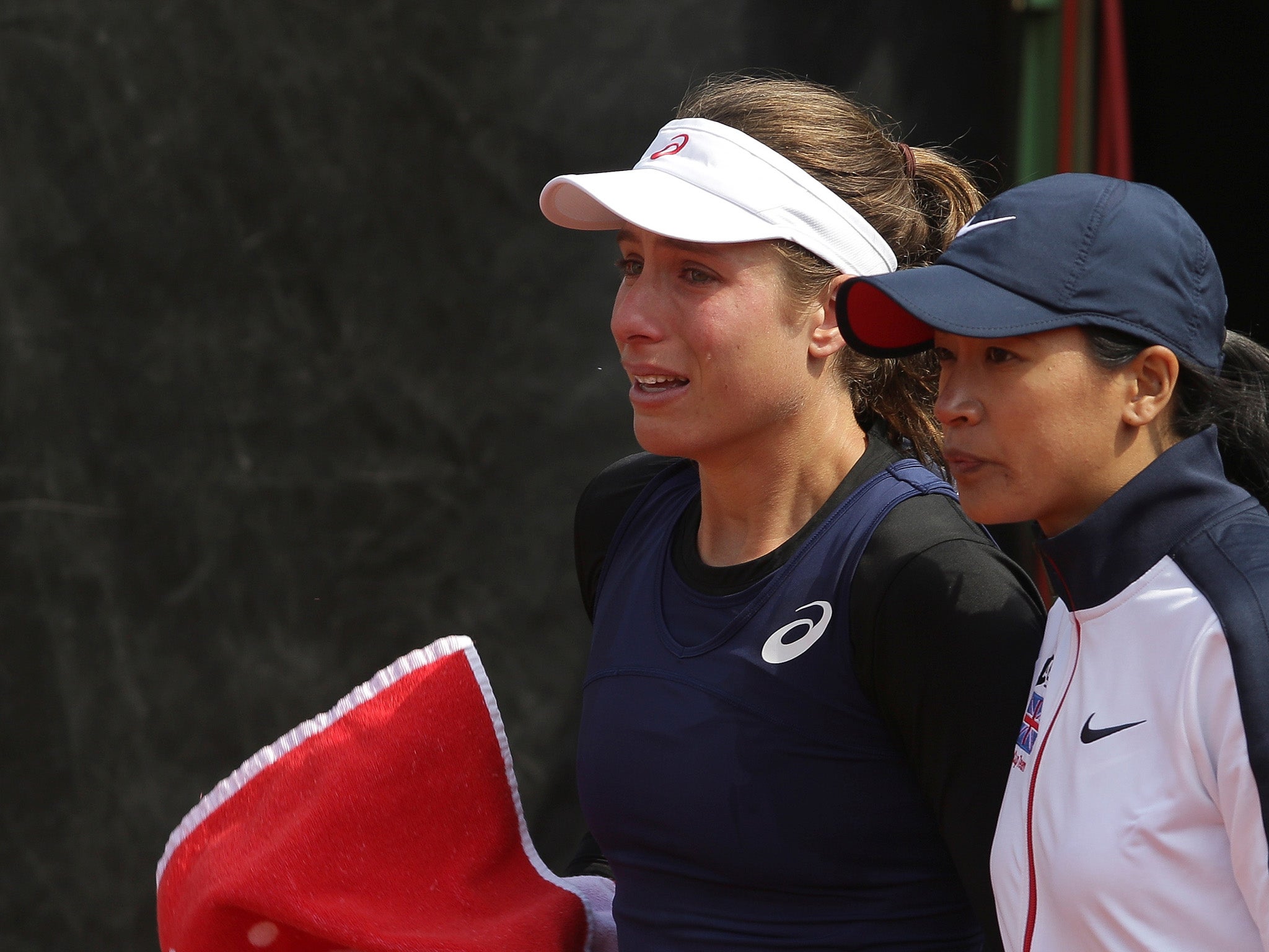 Konta was left visibly upset by Nastase's comments