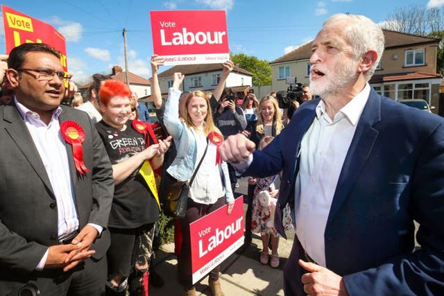 Labour leader Jeremy Corbyn on the general election campaign trail in Warrington