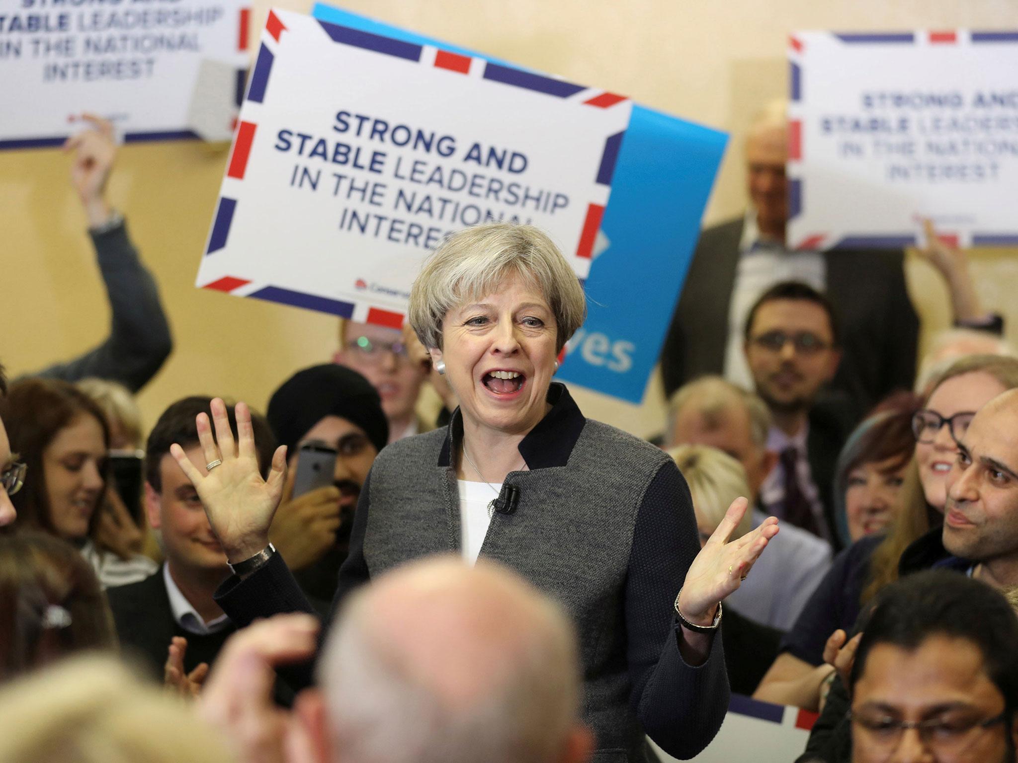Ms May repeatedly urged voters to choose a 'strong and stable government'