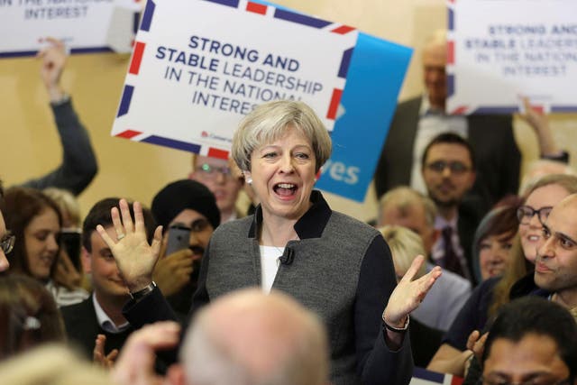 Ms May repeatedly urged voters to choose a 'strong and stable government'