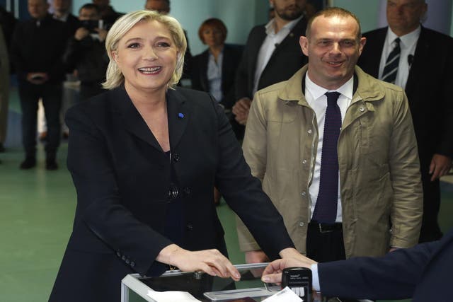 Marine le Pen casts her vote in the French presidential election