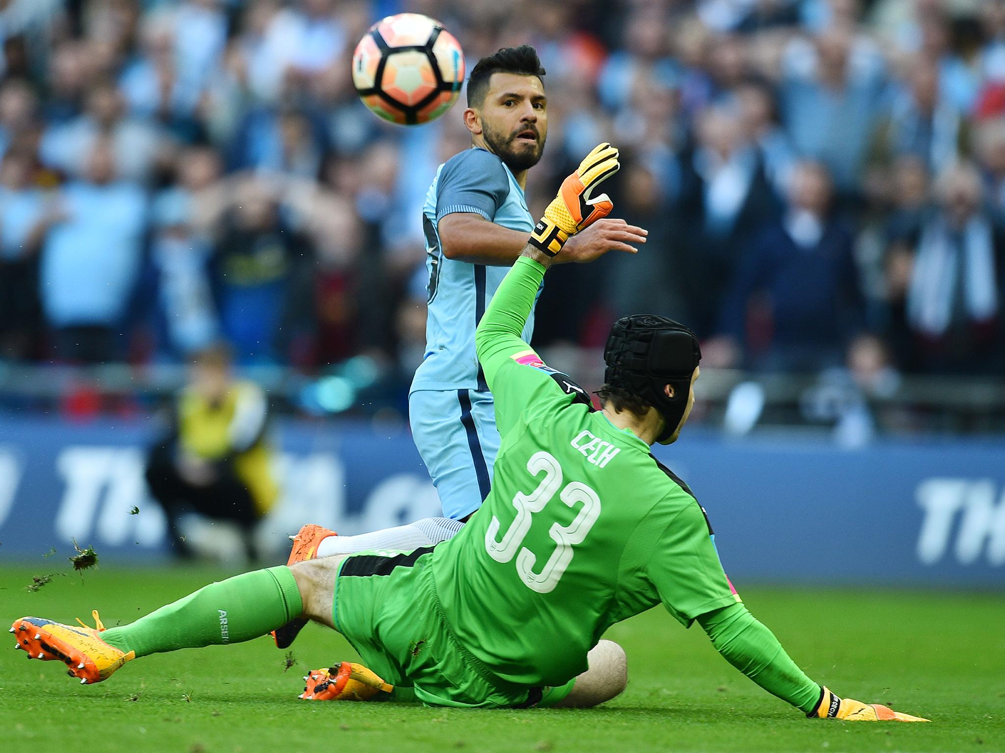 &#13;
Aguero displayed a devastating finish to put City ahead (Getty)&#13;