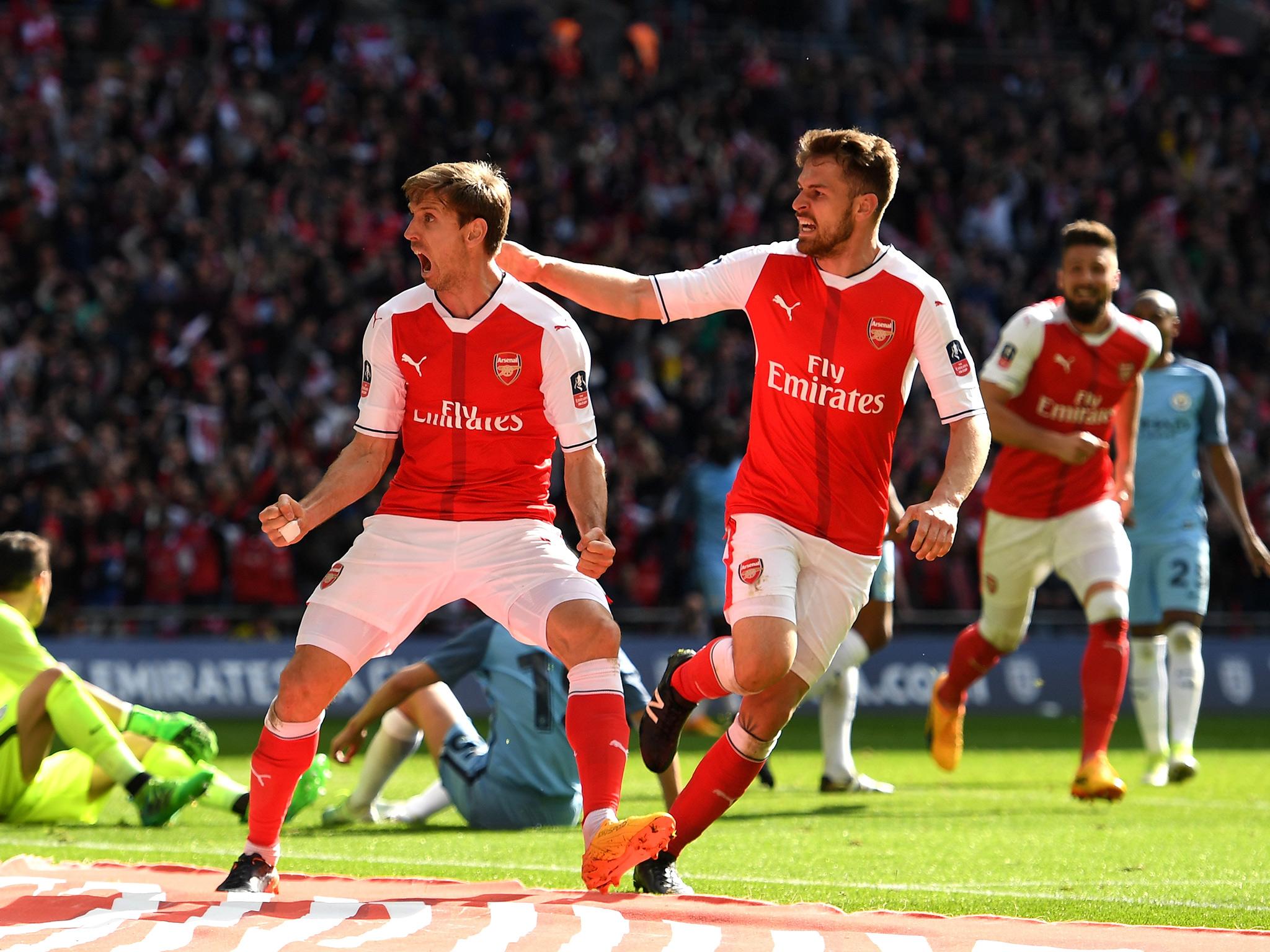 &#13;
Monreal scored his first goal since the FA Cup win over Manchester United in 2015 (Getty)&#13;