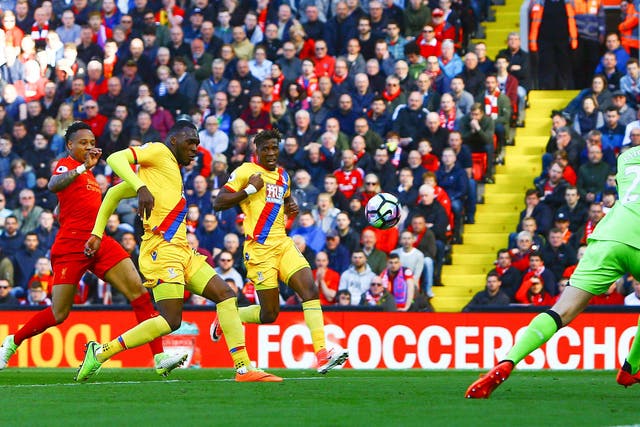 Christian Benteke scores his first goal against Liverpool for Crystal Palace