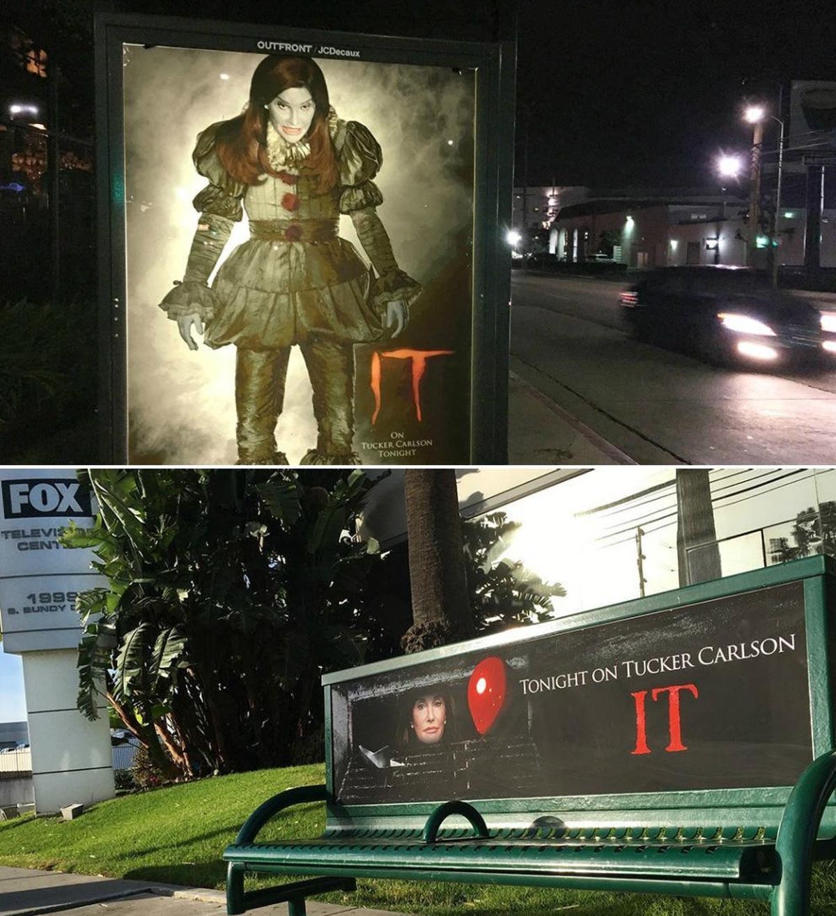 'LA's only right wing street artist' puts Caitlyn Jenner in It the Clown adverts around Hollywood
