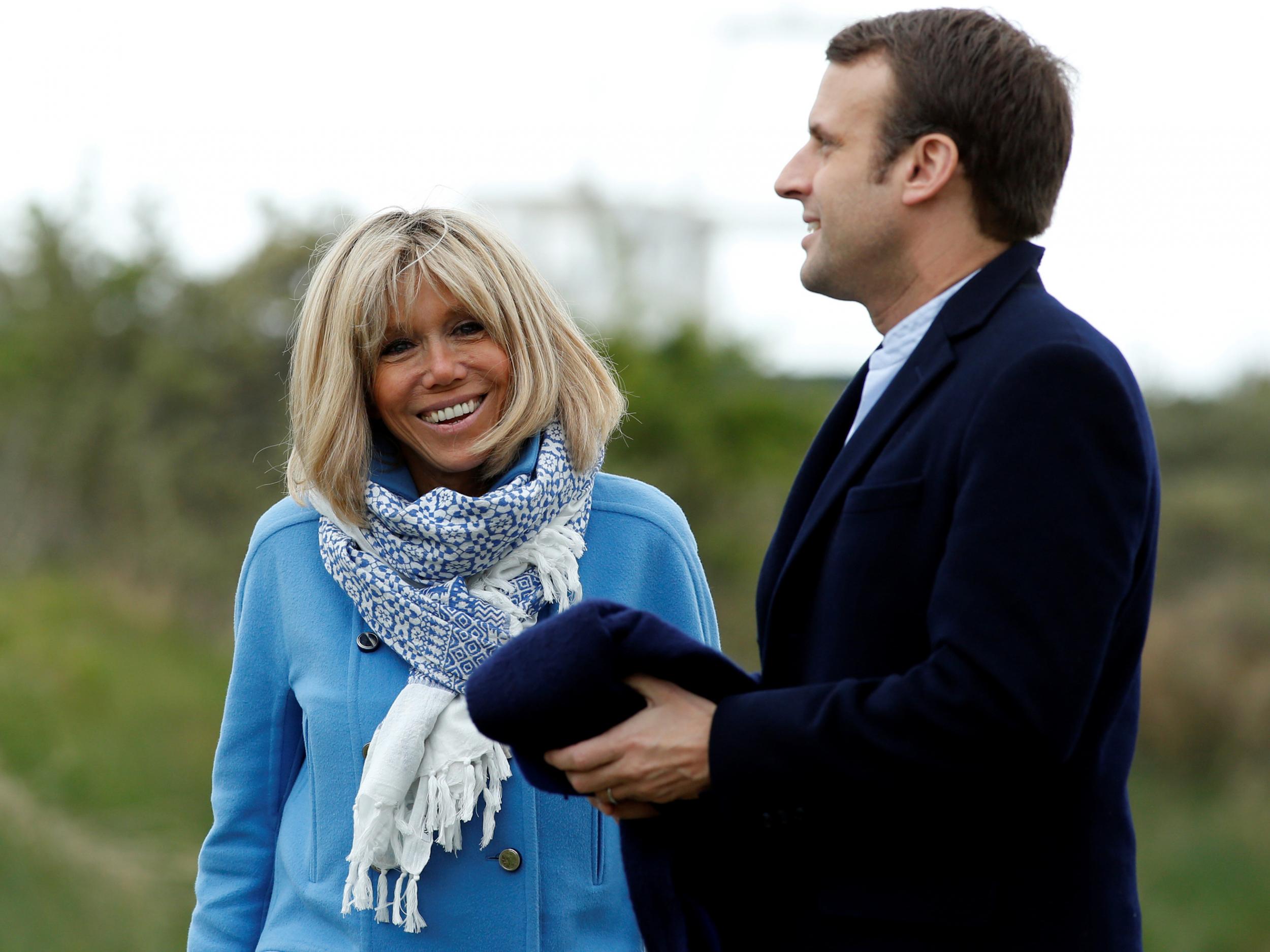 Emmanuel Macron and his wife Brigitte Trogneux