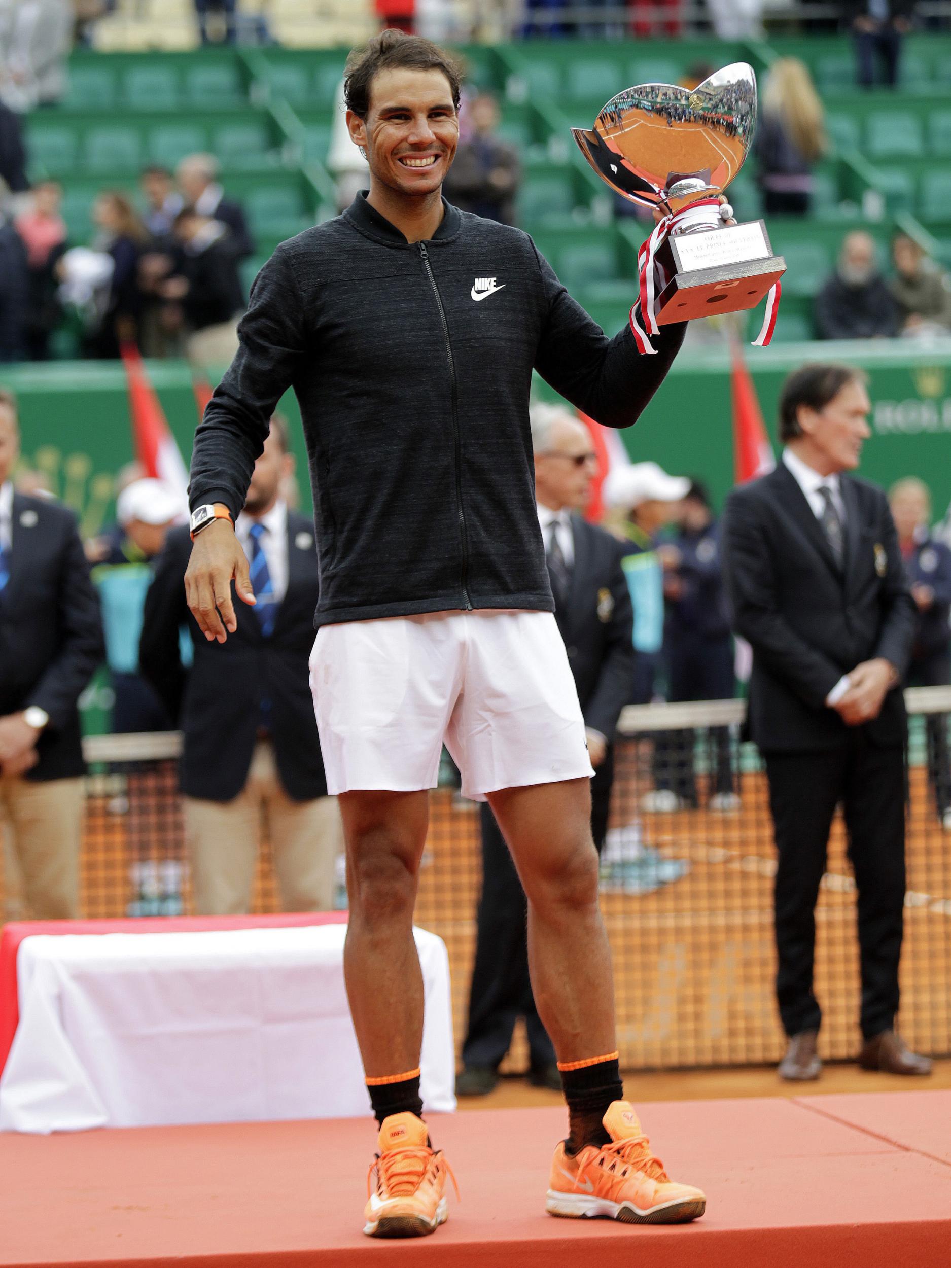 Nadal with his tenth Monte Carlo Masters trophy