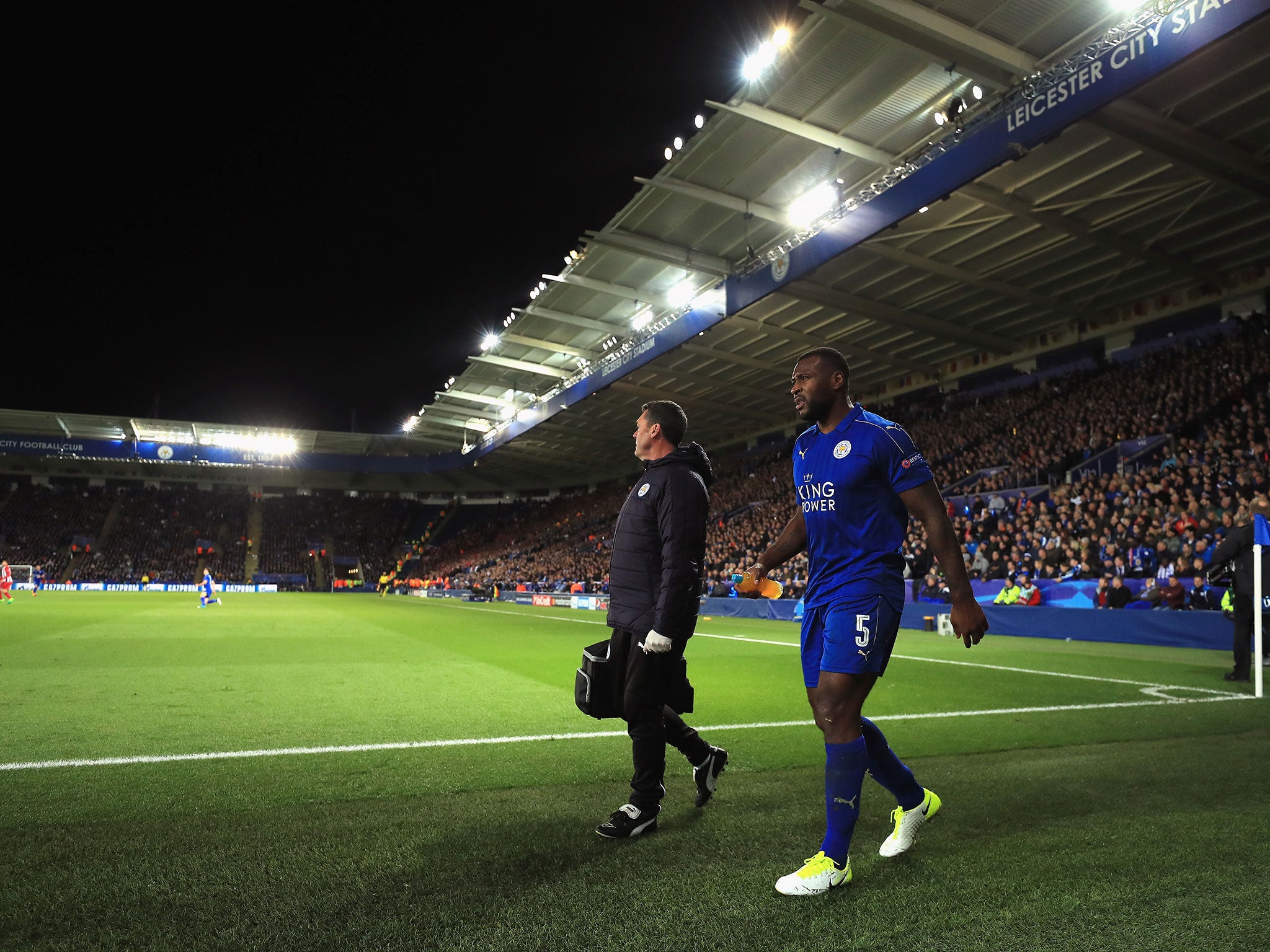 Wes Morgan was substituted off in Leicester's 1-1 draw with Atletico Madrid last week