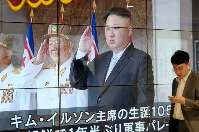 Kim Jong-un seen on state television in full regimental pomp