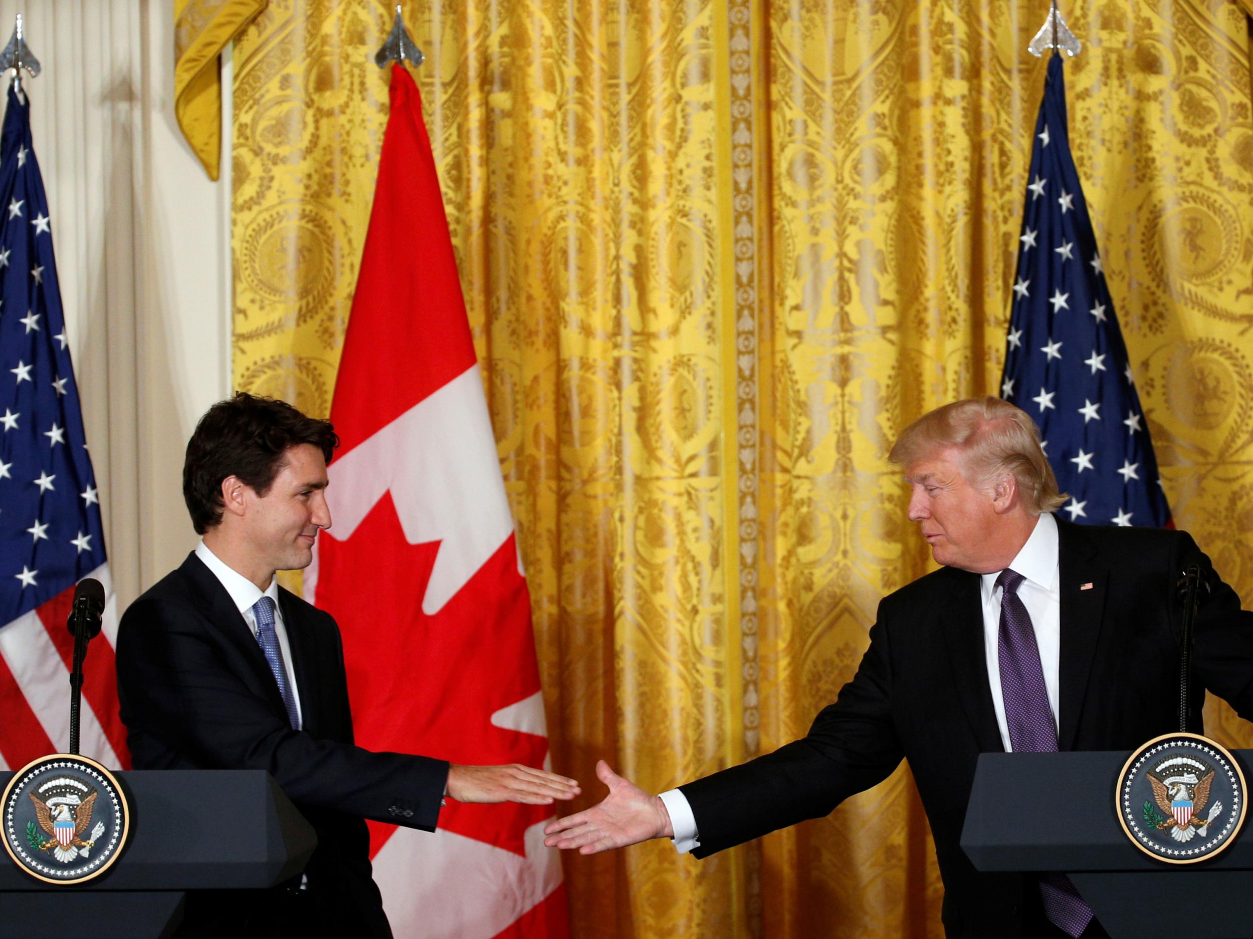 President Trump hosting Canadian Prime Minister Justin Trudeau at the White House in February