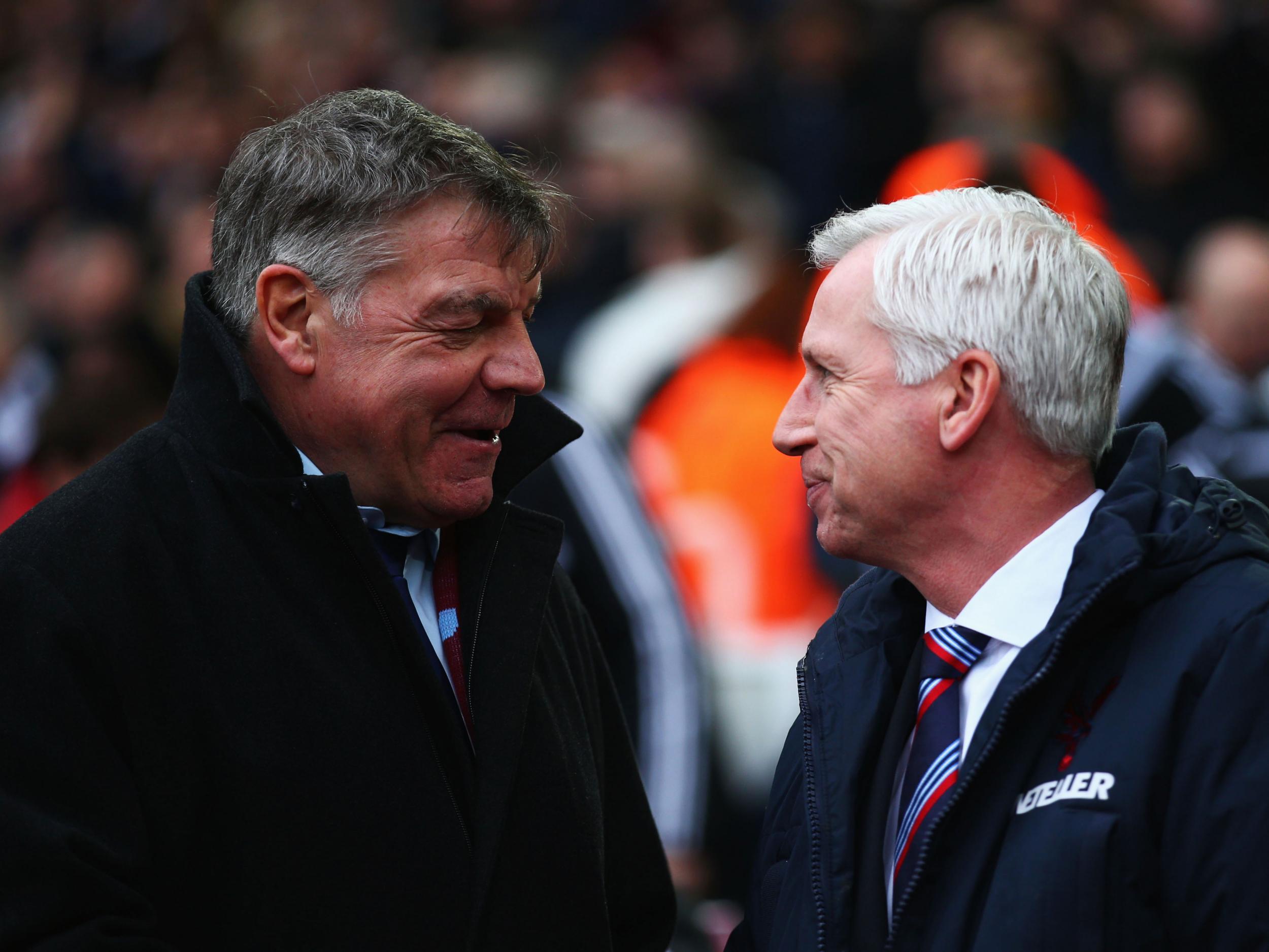 Palace past and present: Sam Allardyce and Alan Pardew shake hands