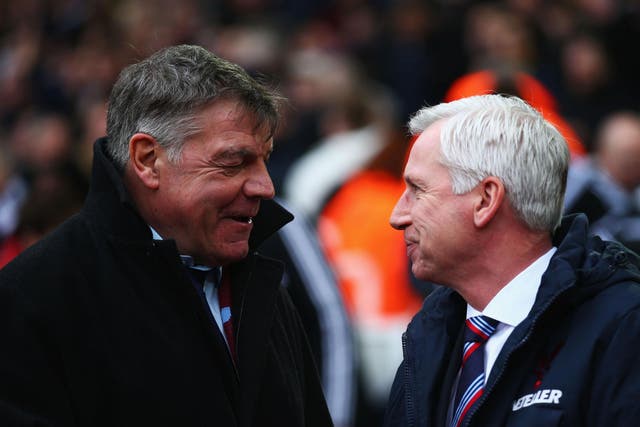 Palace past and present: Sam Allardyce and Alan Pardew shake hands