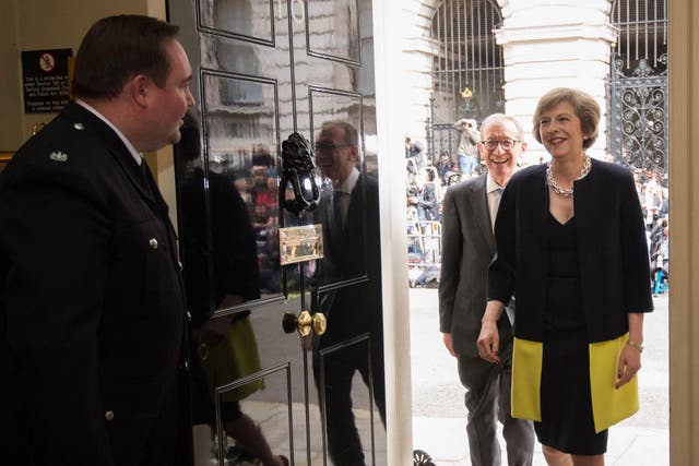 Theresa May entering Downing Street for the first time as Prime Minister last year. Her stance on LGBT rights has mellowed over the years as she got closer to power