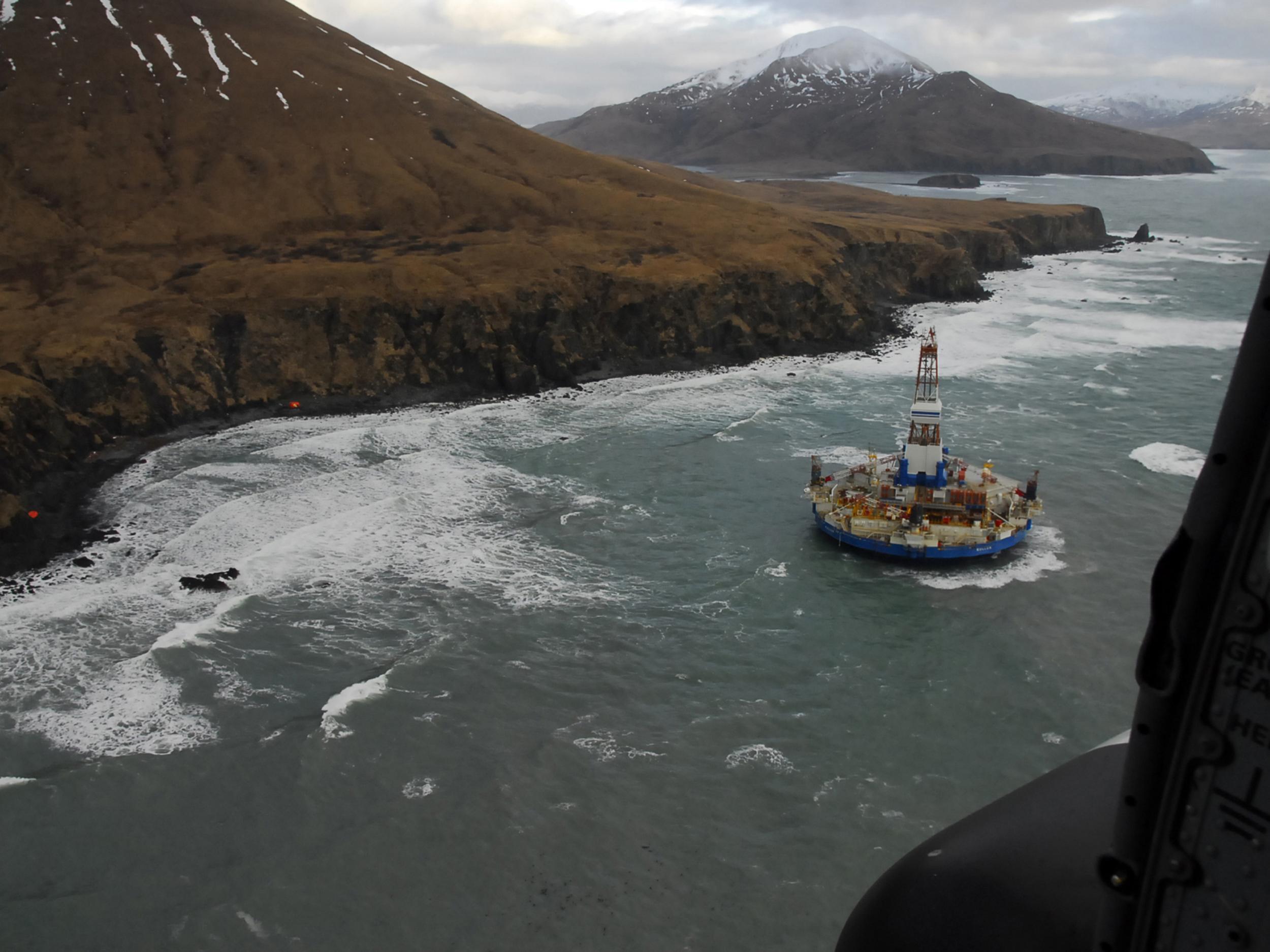 The oil drill rig Kulluk in 2013 off Kodiak Island in Alaska. President Trump is expected to sign an order this week opening up protected waters to offshore drilling