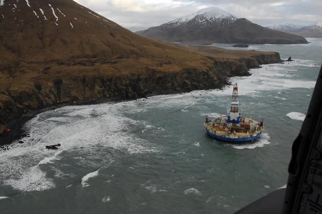 The oil drill rig Kulluk in 2013 off Kodiak Island in Alaska. President Trump is expected to sign an order this week opening up protected waters to offshore drilling
