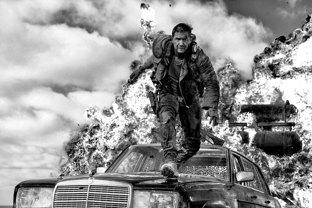 Tom Hardy as lone wolf ex-cop Max Rockatansky in the new colour-drained ‘Mad Max: Fury Road – Black & Chrome Edition’