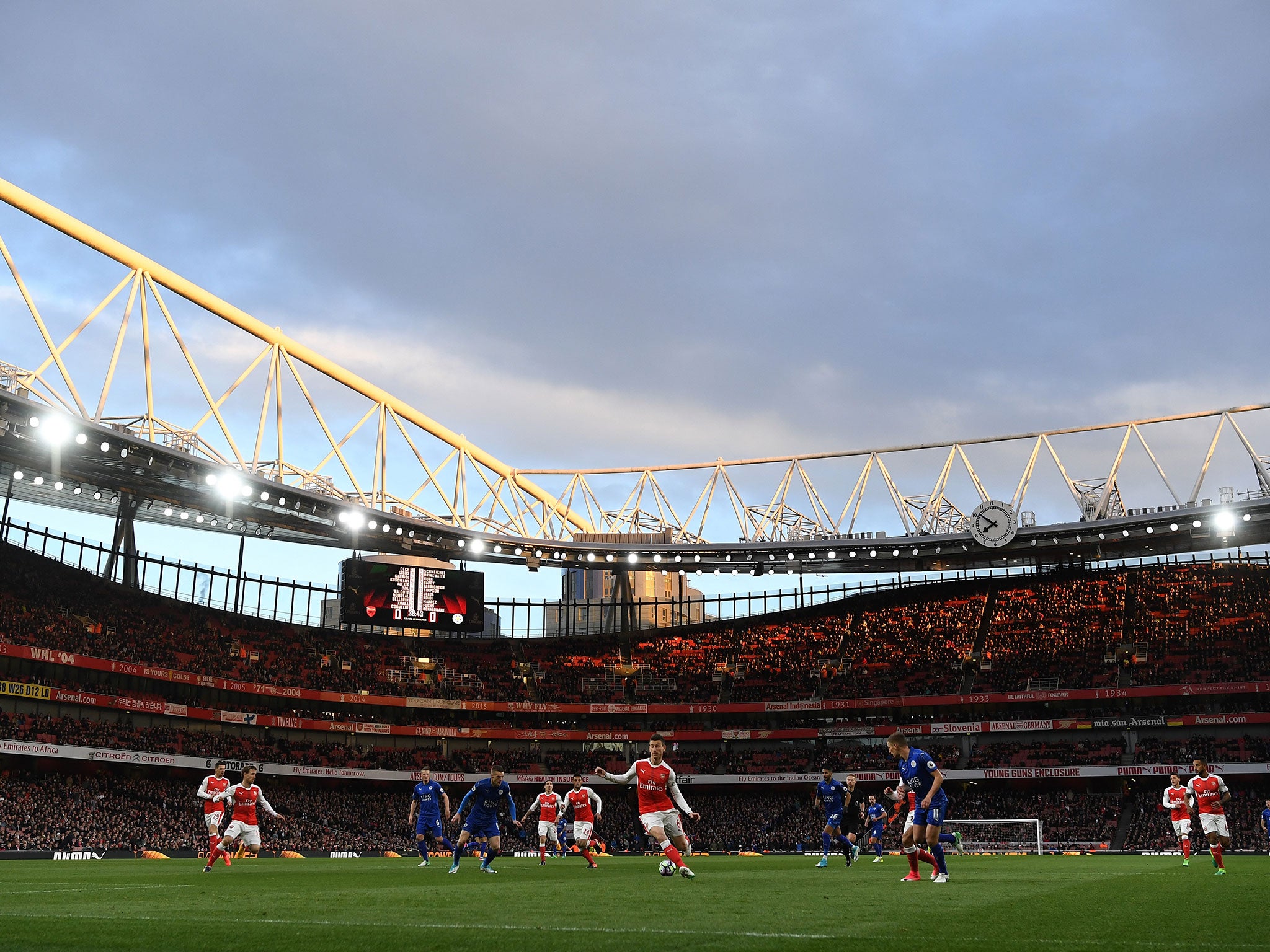 A general view of the Emirates with the two sides in action