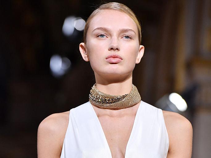 For Lanvin's spring/summer 2017 collection gold shiny chokers twisted together