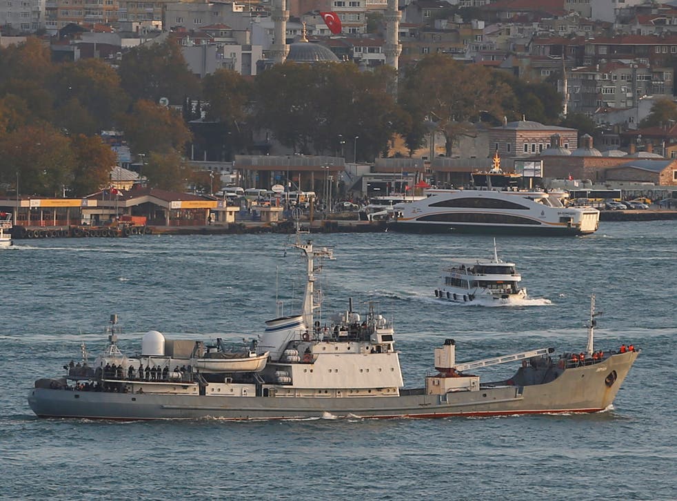 Russian Navy's reconnaissance ship Liman of the Black Sea fleet, pictured in October 2016