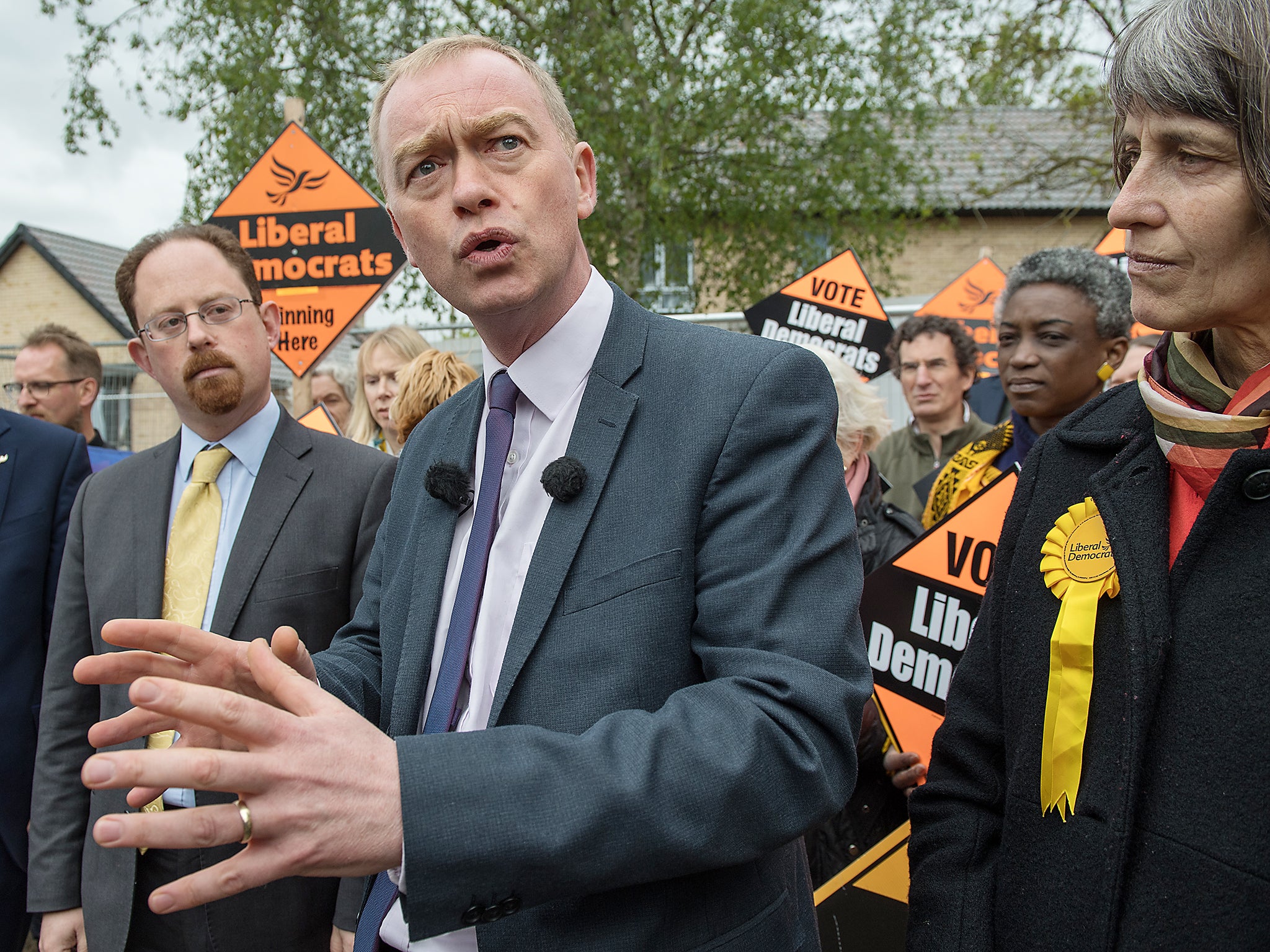 Tim Farron accused Theresa May of not caring about the NHS