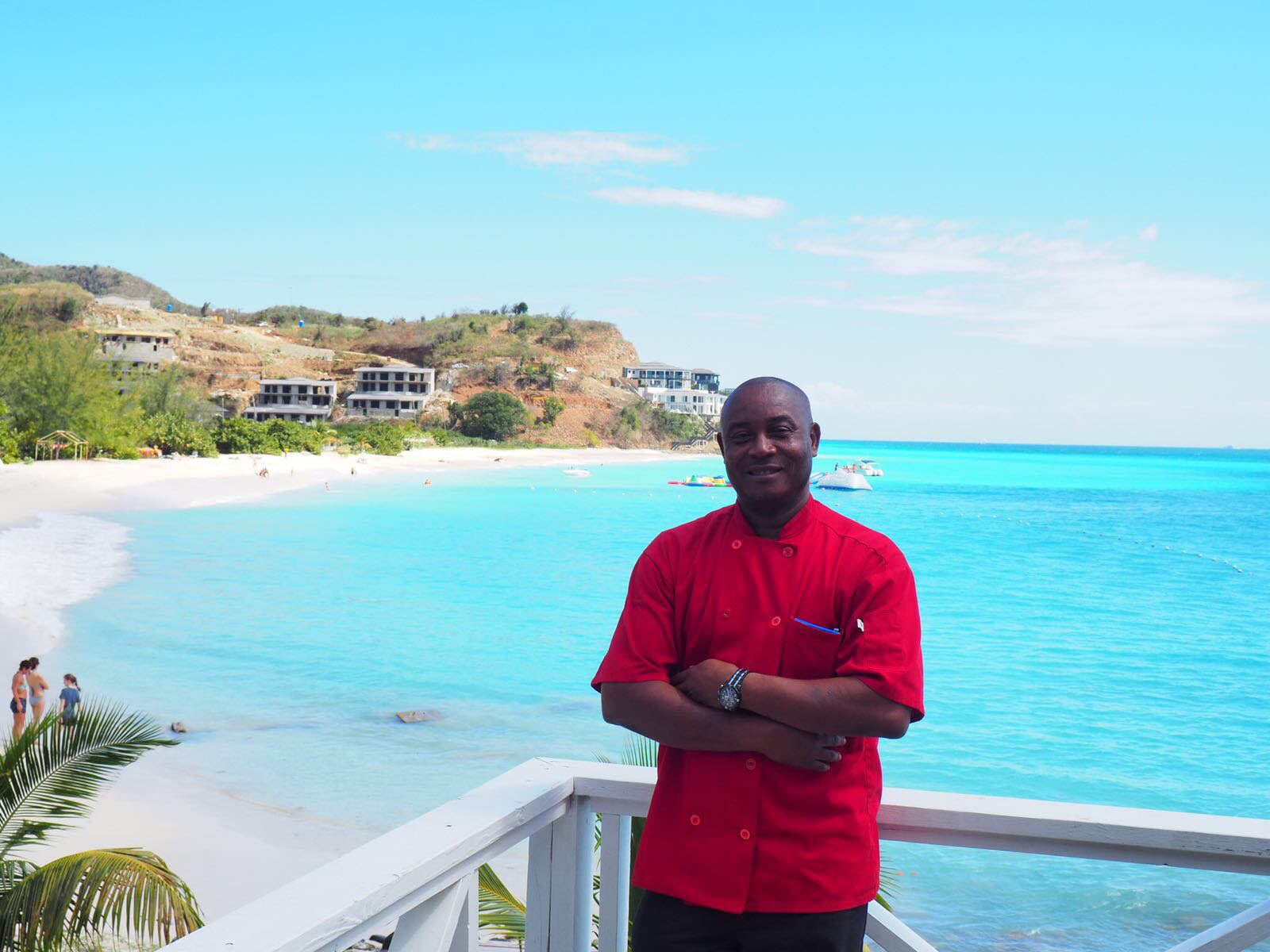 Although his restaurant overlooks one of the best beaches on the island, Dennis rarely has time to enjoy it