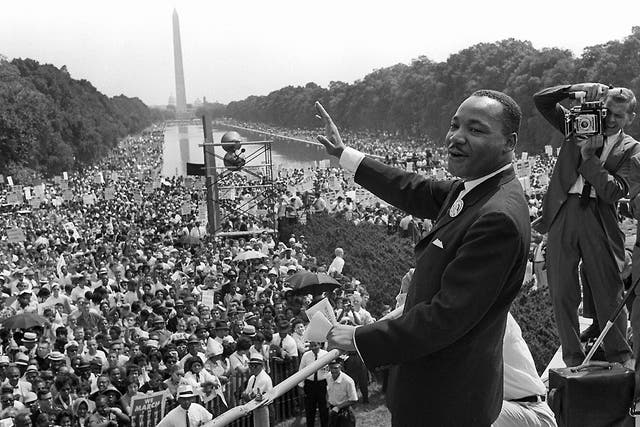 Martin Luther King Jr at the Lincoln Memorial during the March on Washington in 1963. The civil rights and anti-war movements proved a volatile cocktail of destabilisation in the US during these years