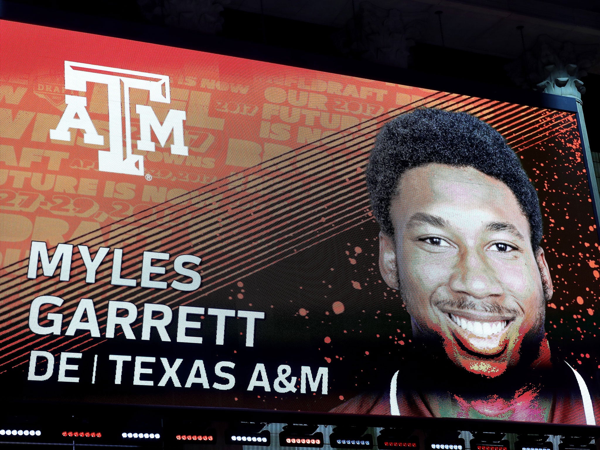 Myles Garrett was selected as the first round pick for the Cleveland Browns