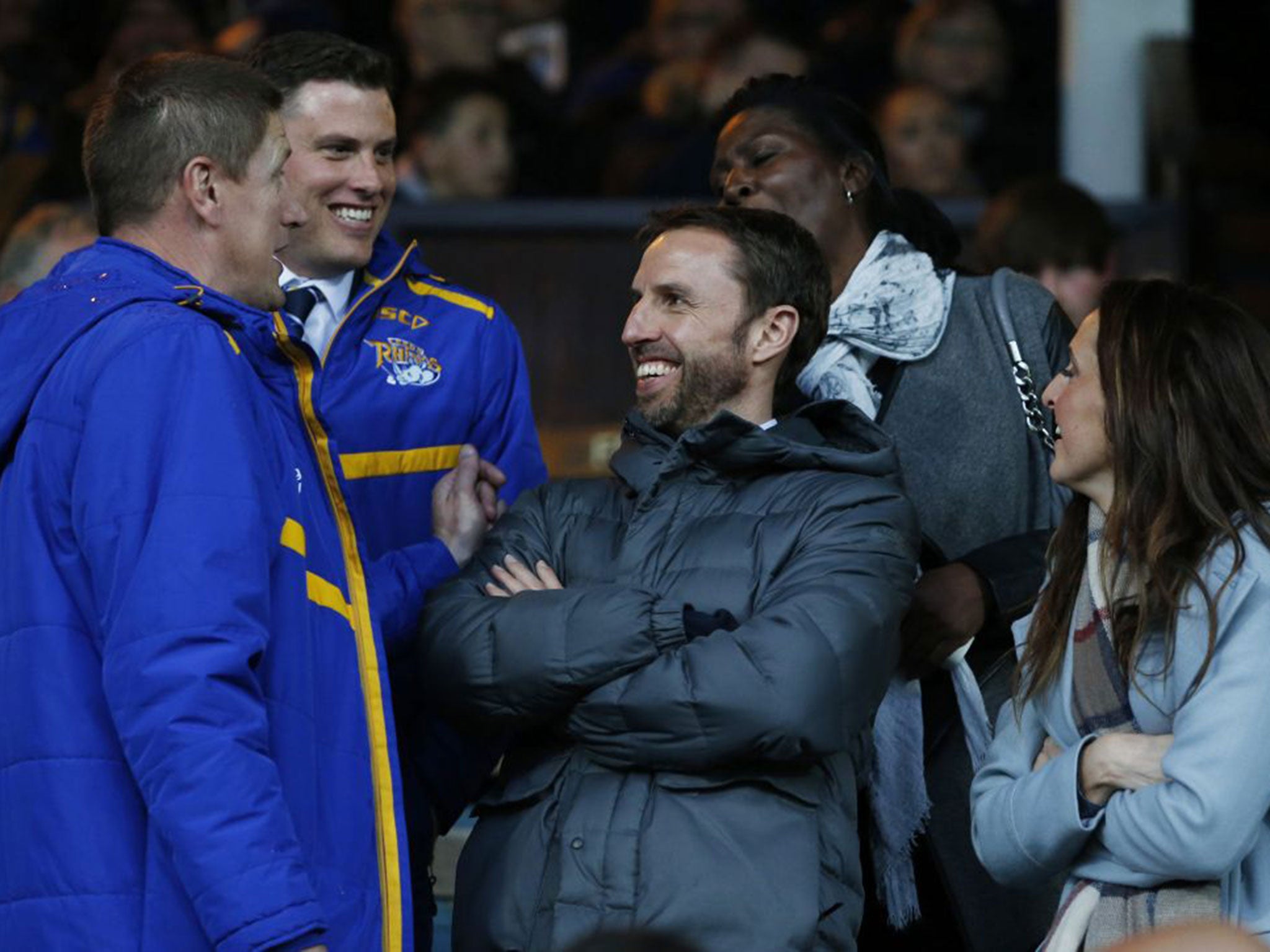 Southgate was invited to the Super League match by the Rhinos Foundation