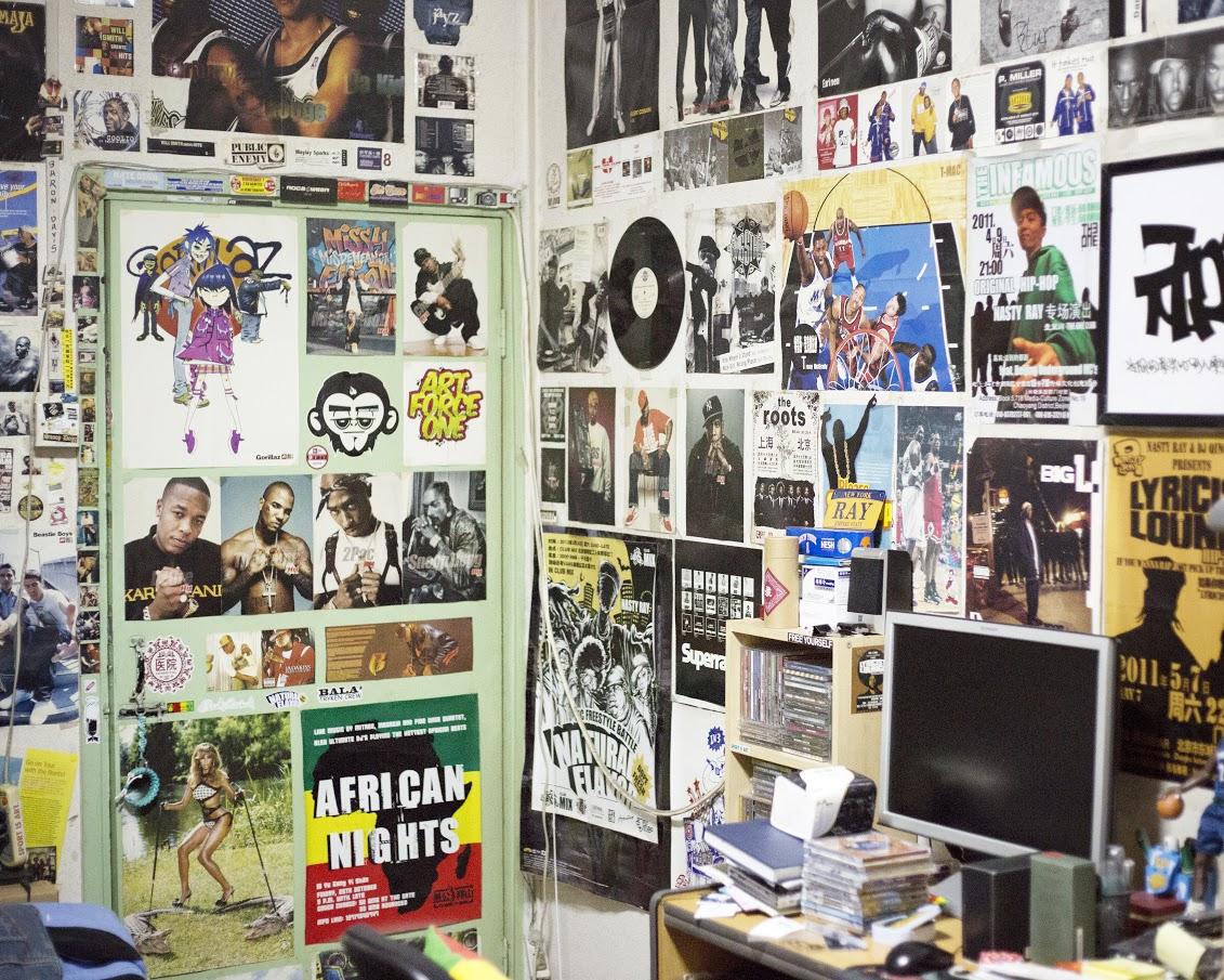 Hip hop posters cover the walls of Nasty Ray’s old room in his mum’s house