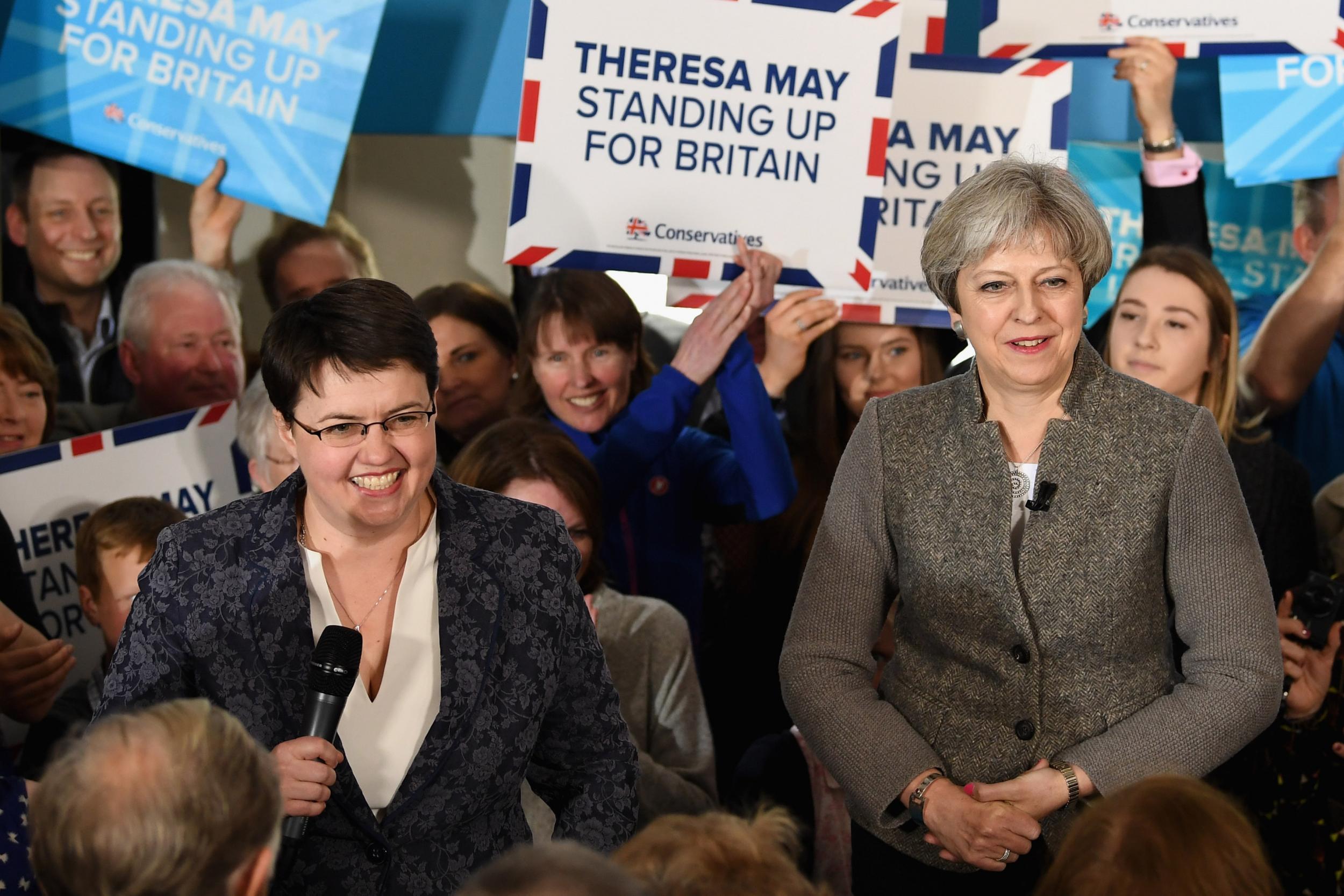 Ms Davidson and Ms May campaign together to urge Scottish people to vote Tory