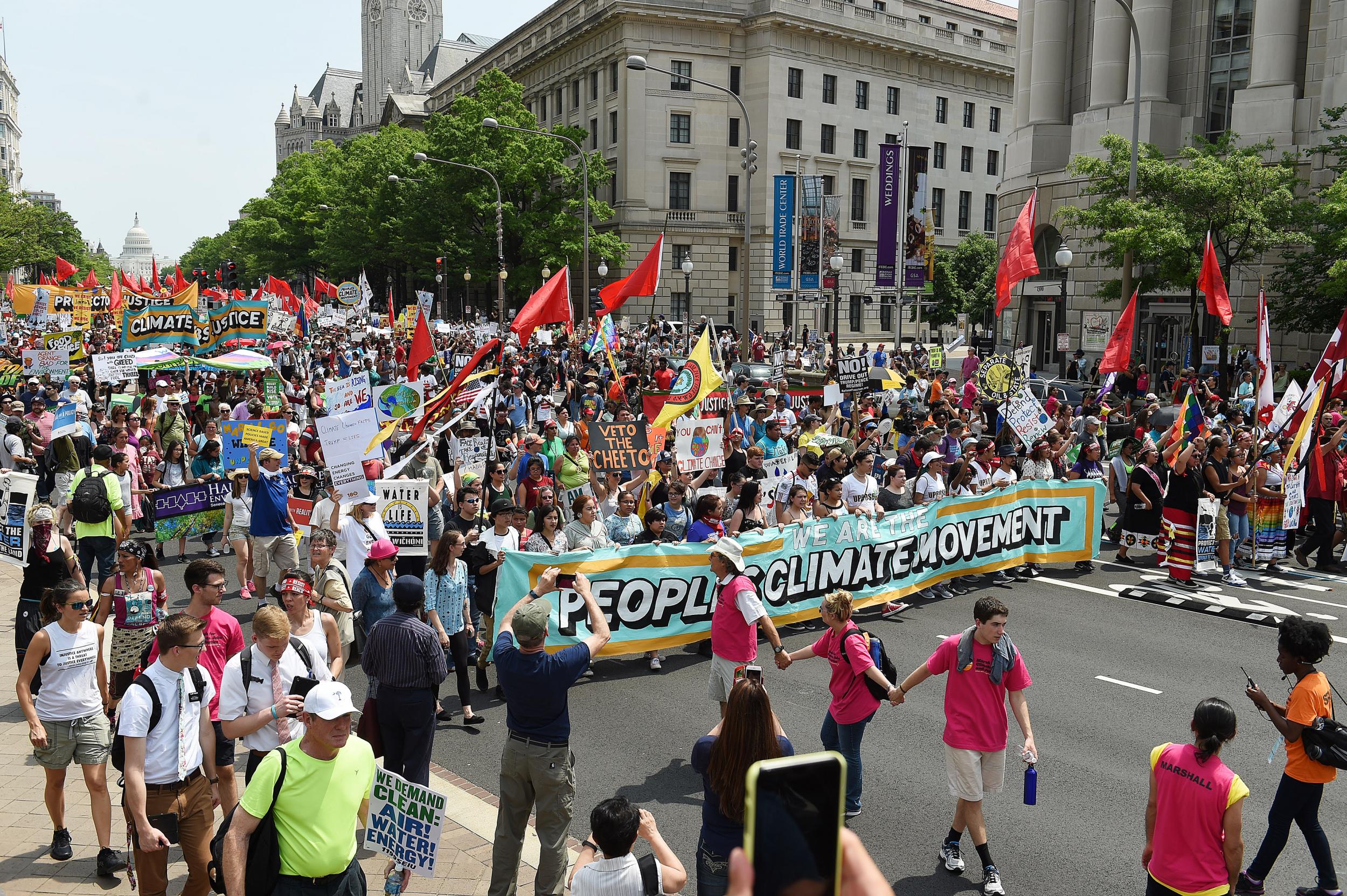 Thousands marched in the capital and across the US, demanding a clean environment