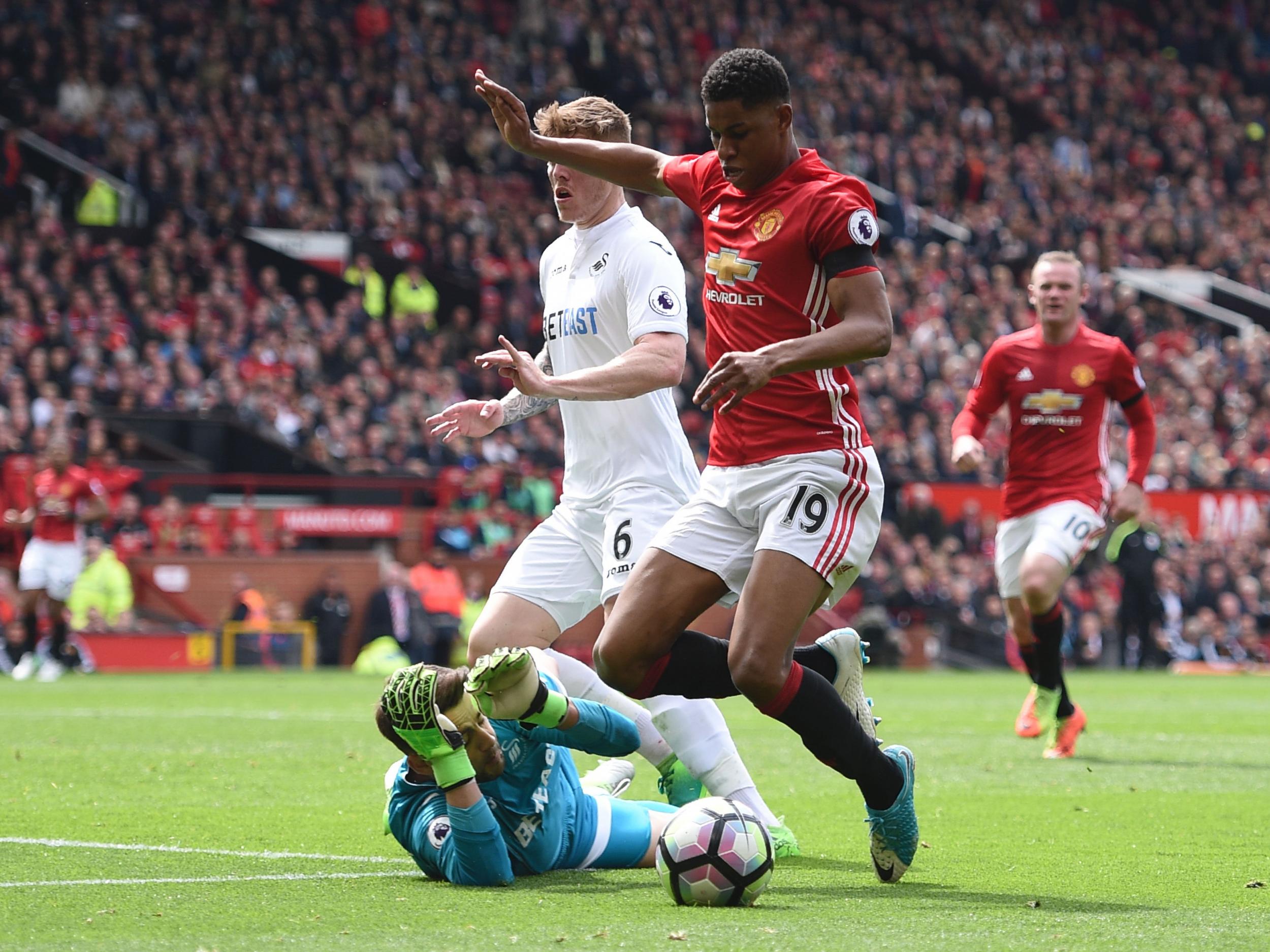 Rashford went to ground very softly in the first-half