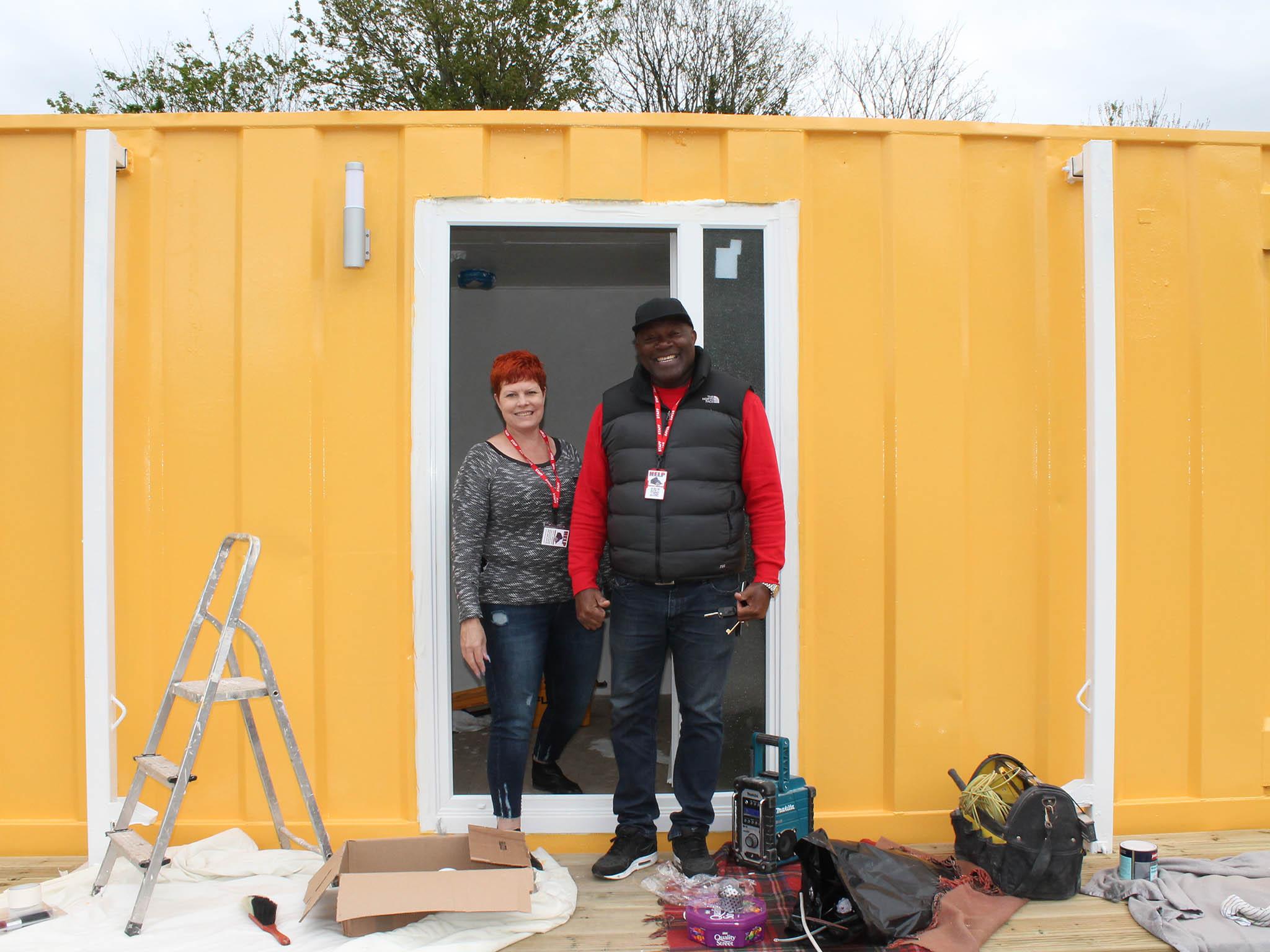 Jasper Thompson and Julie Dempster are creating shelters out of shipping containers for the homeless