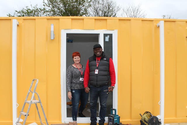 Jasper Thompson and Julie Dempster are creating shelters out of shipping containers for the homeless