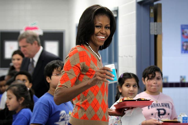Michelle Obama campaigned for rules restricting levels of salt, fat and sugar in school meals