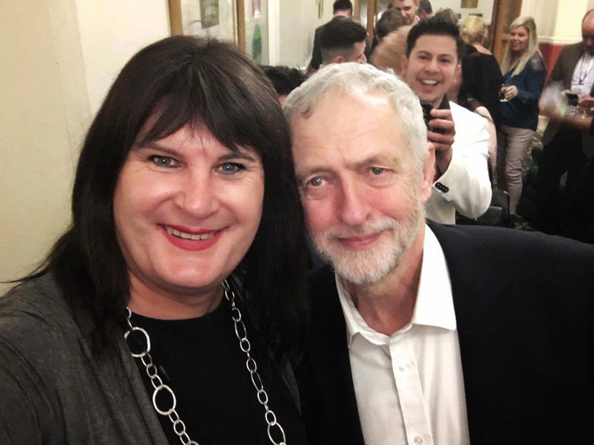 Sophie Cook posing with Labour leader Jeremy Corbyn; she is vying to become the first transgender MP