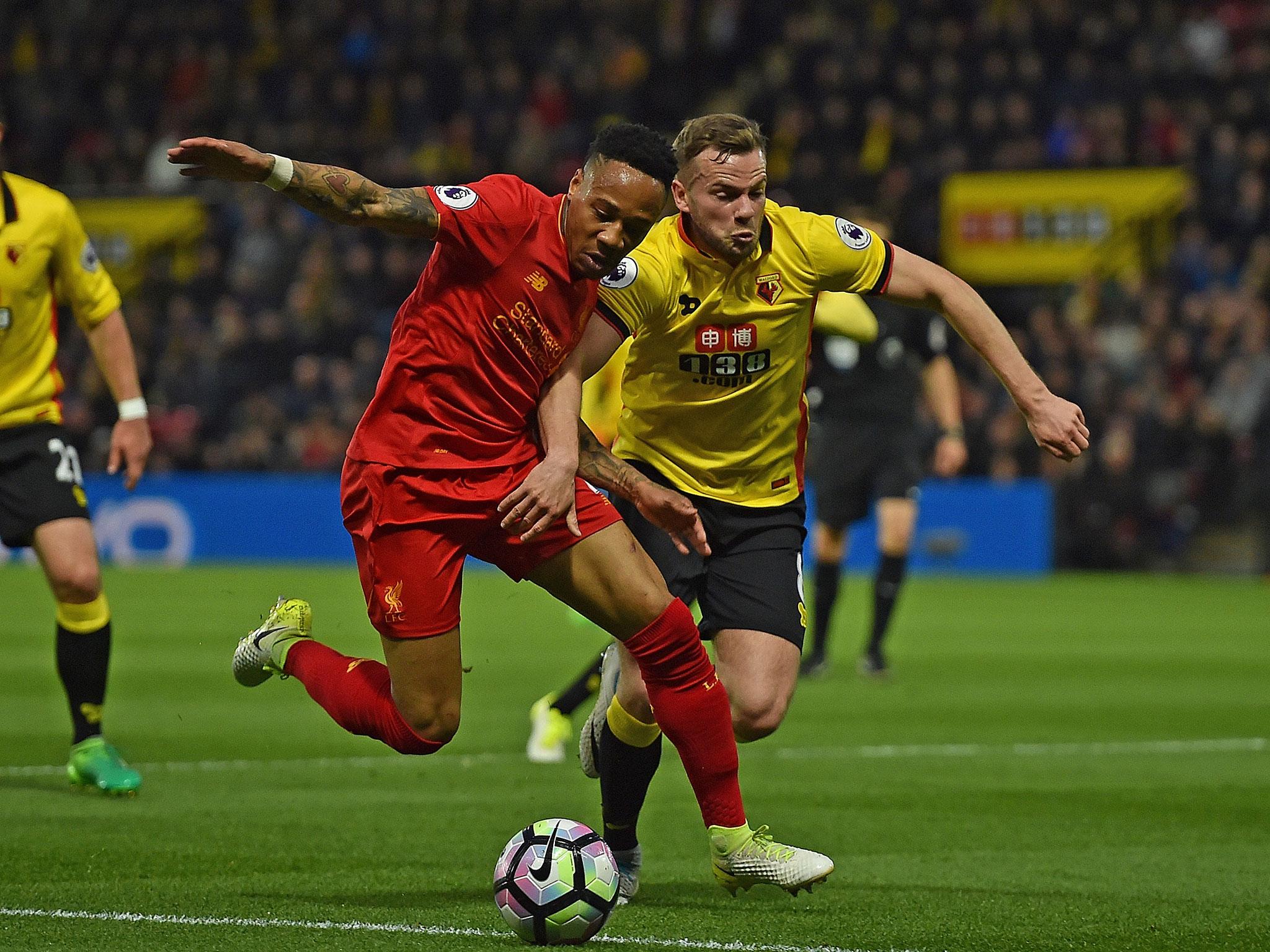 Tom Cleverly and Nathaniel Clyne vie for possession (Getty)