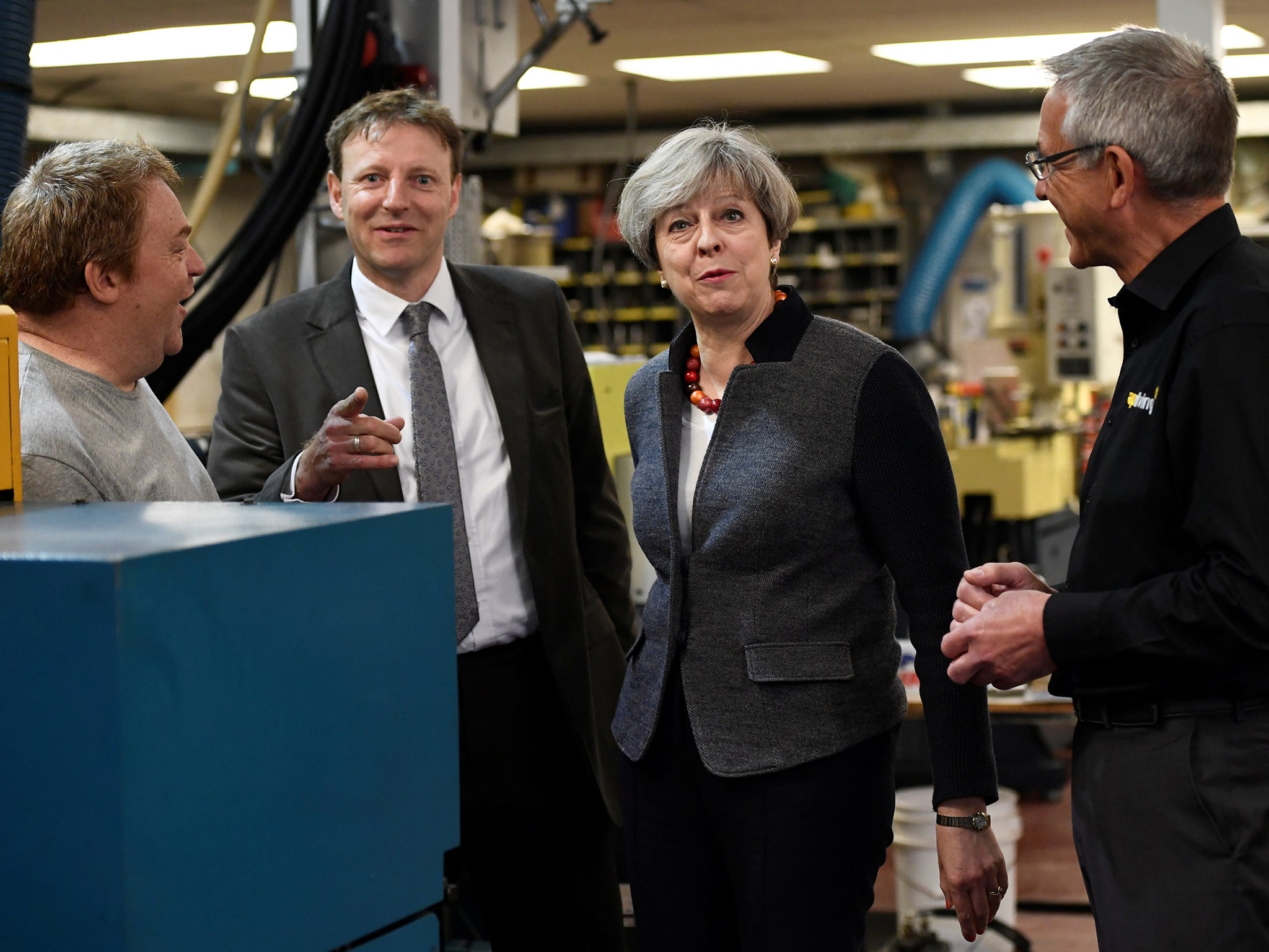 The Prime Minister meets employees during a visit to AP Diving in Cornwall