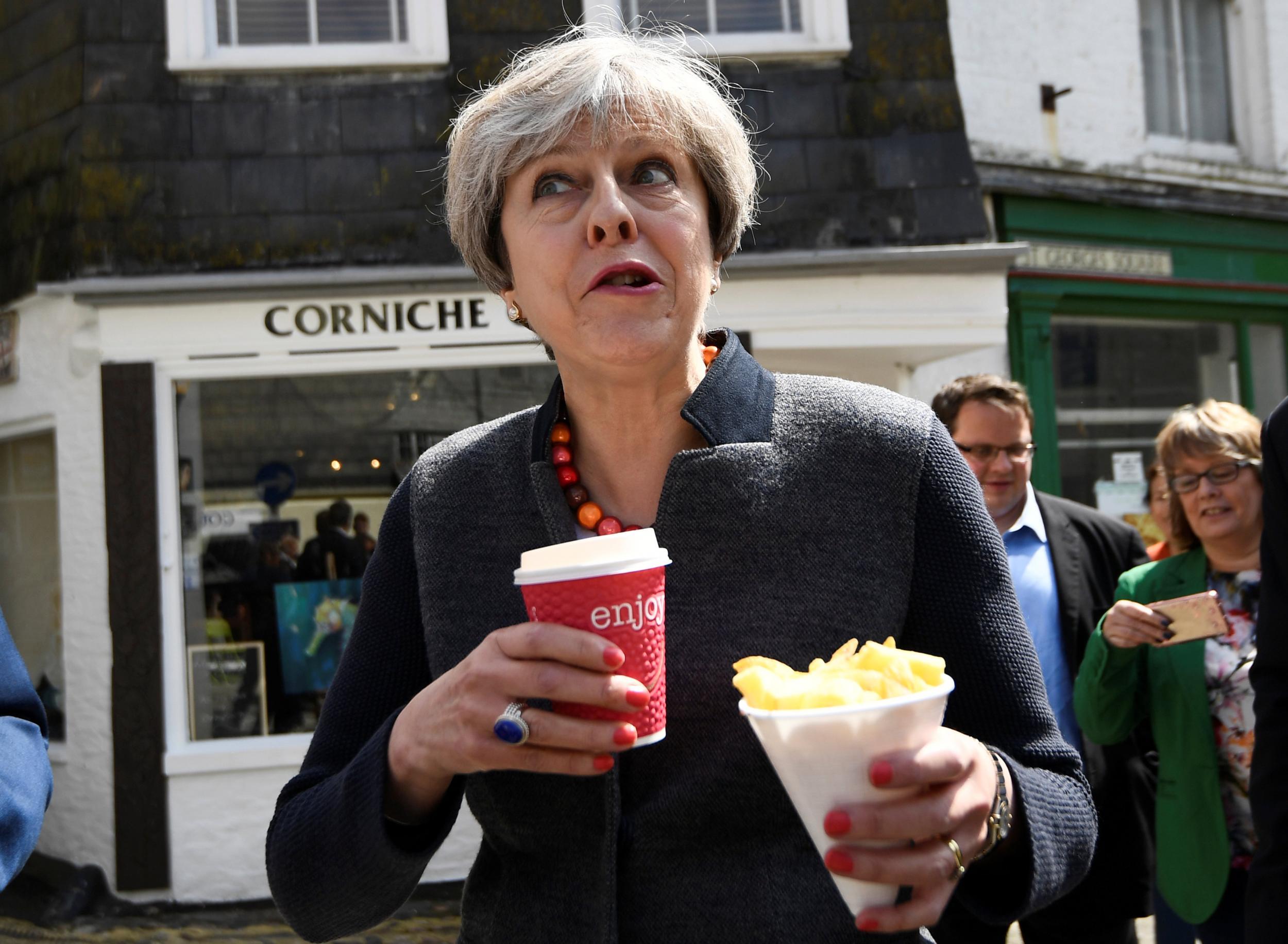 Theresa May on the campaign trail (AFP/Getty/Dylan Martinez)