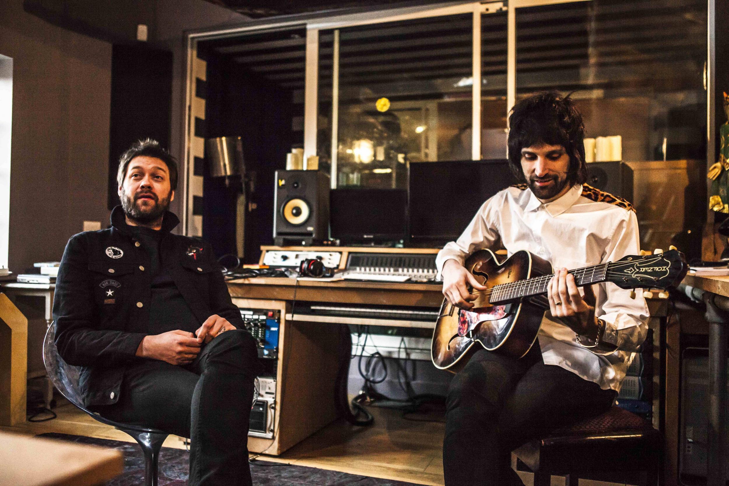 Tom Meighan and Serge Pizzorno in the studio