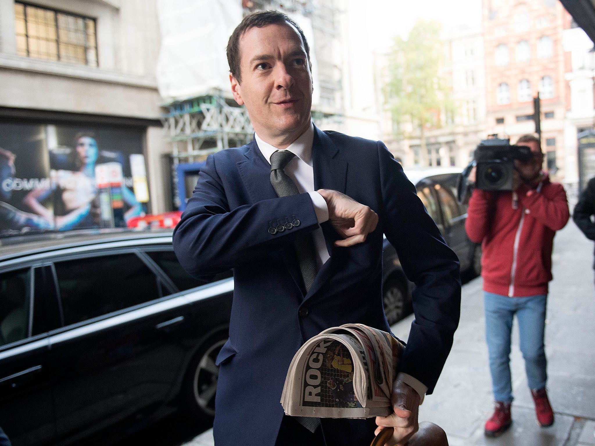 Former Chancellor George Osborne arrives at the ‘London Evening Standard’ offices at Northcliffe House in Kensington, west London, to begin his new role as editor of the newspaper