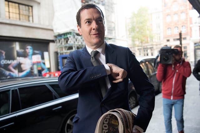 Former Chancellor George Osborne arrives at the ‘London Evening Standard’ offices at Northcliffe House in Kensington, west London, to begin his new role as editor of the newspaper