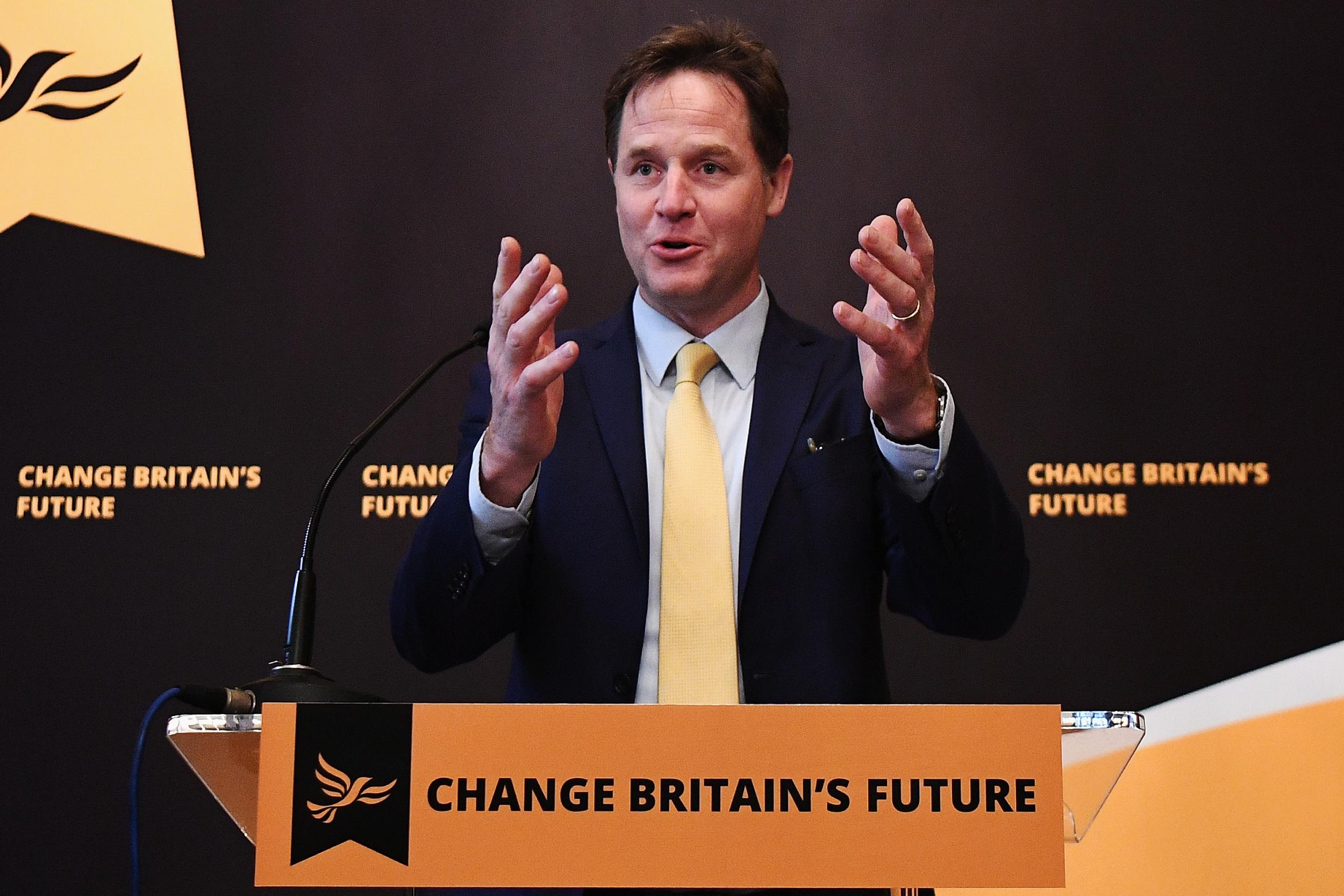 &#13;
Former Liberal Democrat leader Nick Clegg delivers a speech at the National Liberal Club in London &#13;